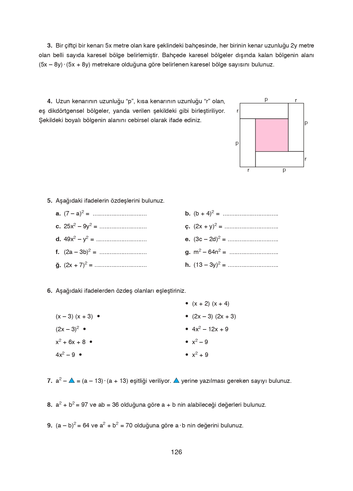 8. Sınıf Ada Matbaacılık Yayıncılık Matematik Ders Kitabı Sayfa 126 Cevapları