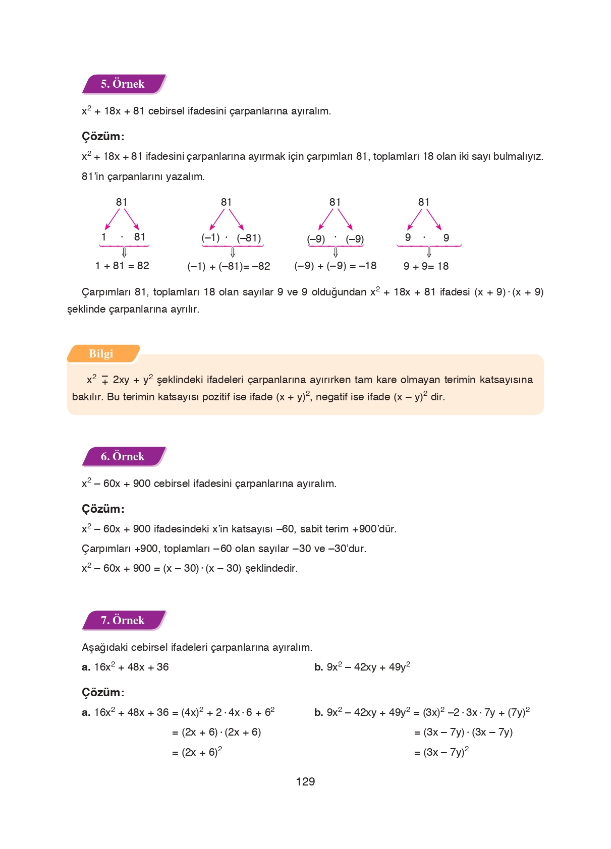 8. Sınıf Ada Matbaacılık Yayıncılık Matematik Ders Kitabı Sayfa 129 Cevapları