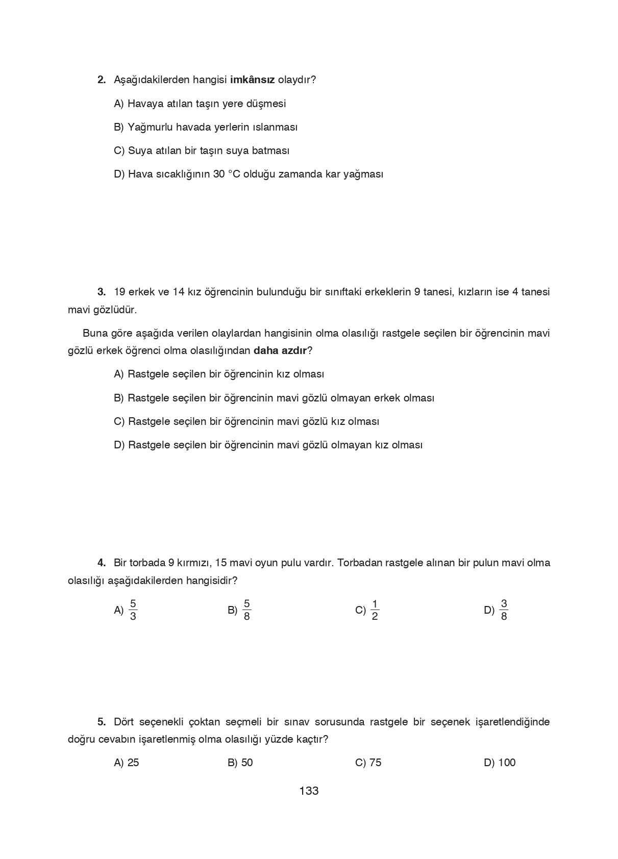 8. Sınıf Ada Matbaacılık Yayıncılık Matematik Ders Kitabı Sayfa 133 Cevapları