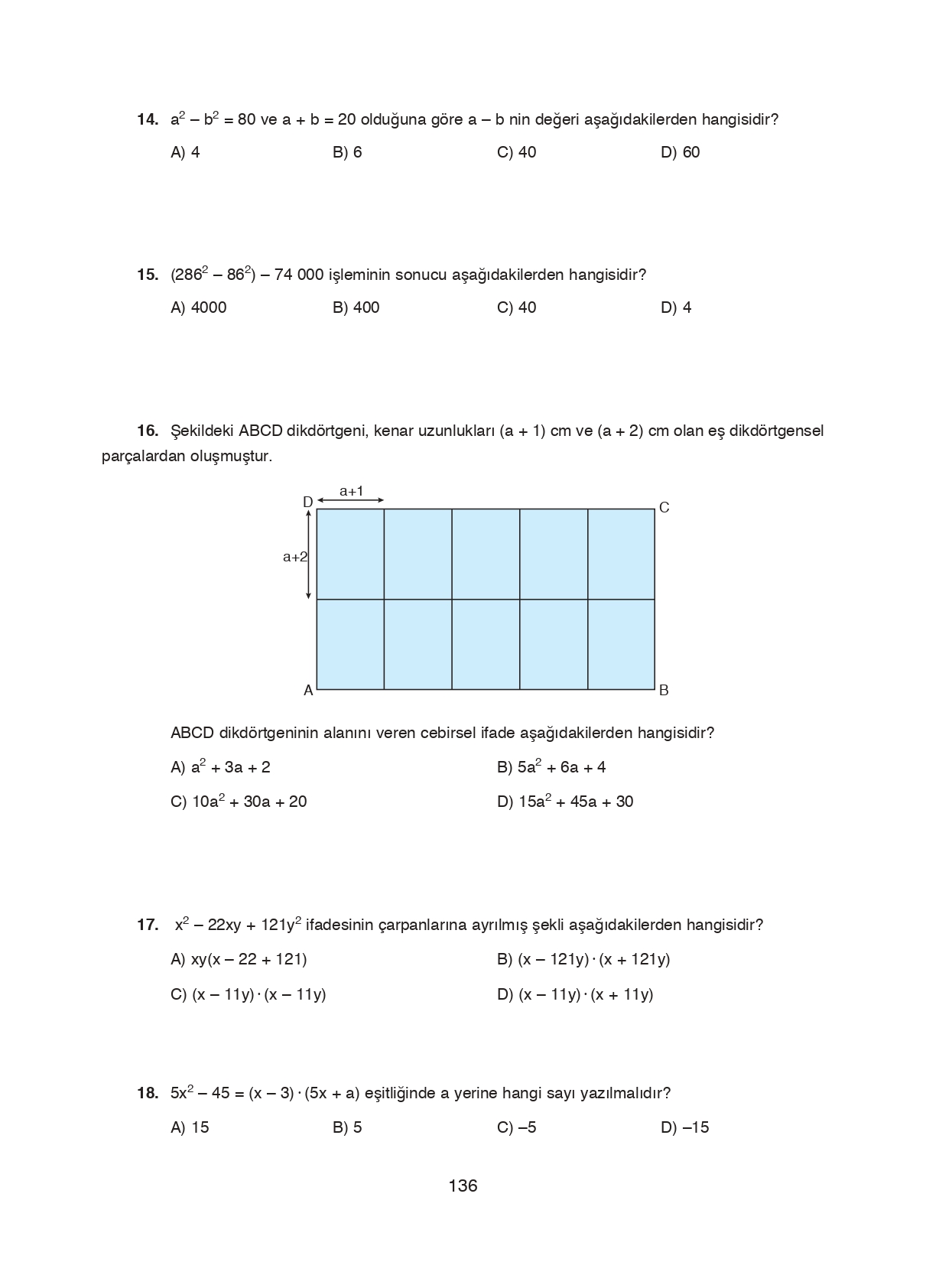 8. Sınıf Ada Matbaacılık Yayıncılık Matematik Ders Kitabı Sayfa 136 Cevapları