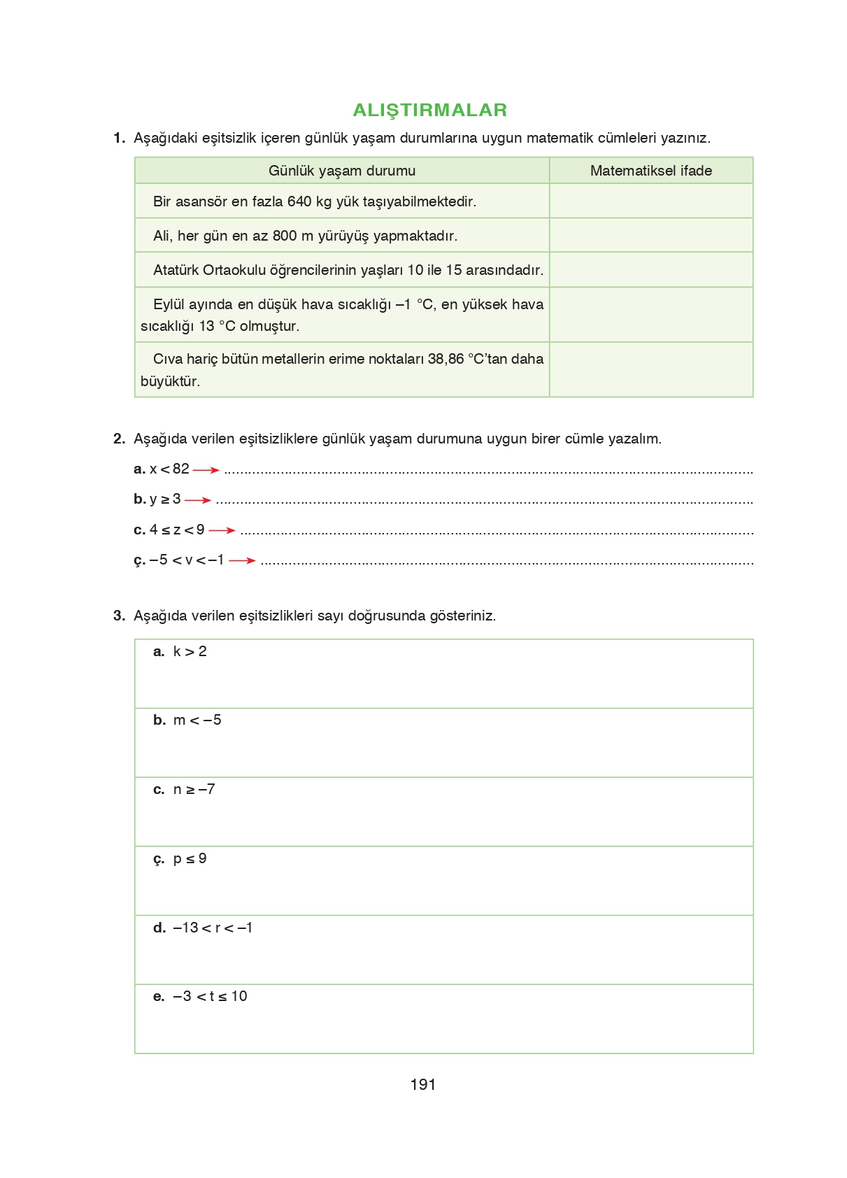 8. Sınıf Ada Matbaacılık Yayıncılık Matematik Ders Kitabı Sayfa 191 Cevapları