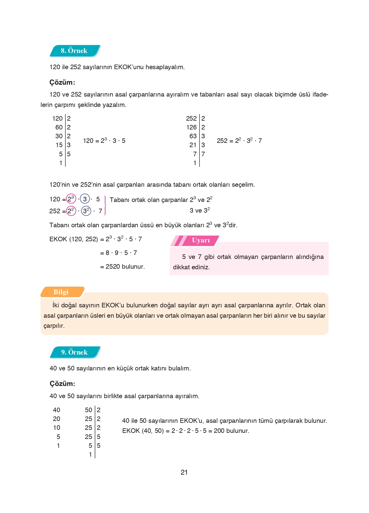 8. Sınıf Ada Matbaacılık Yayıncılık Matematik Ders Kitabı Sayfa 21 Cevapları