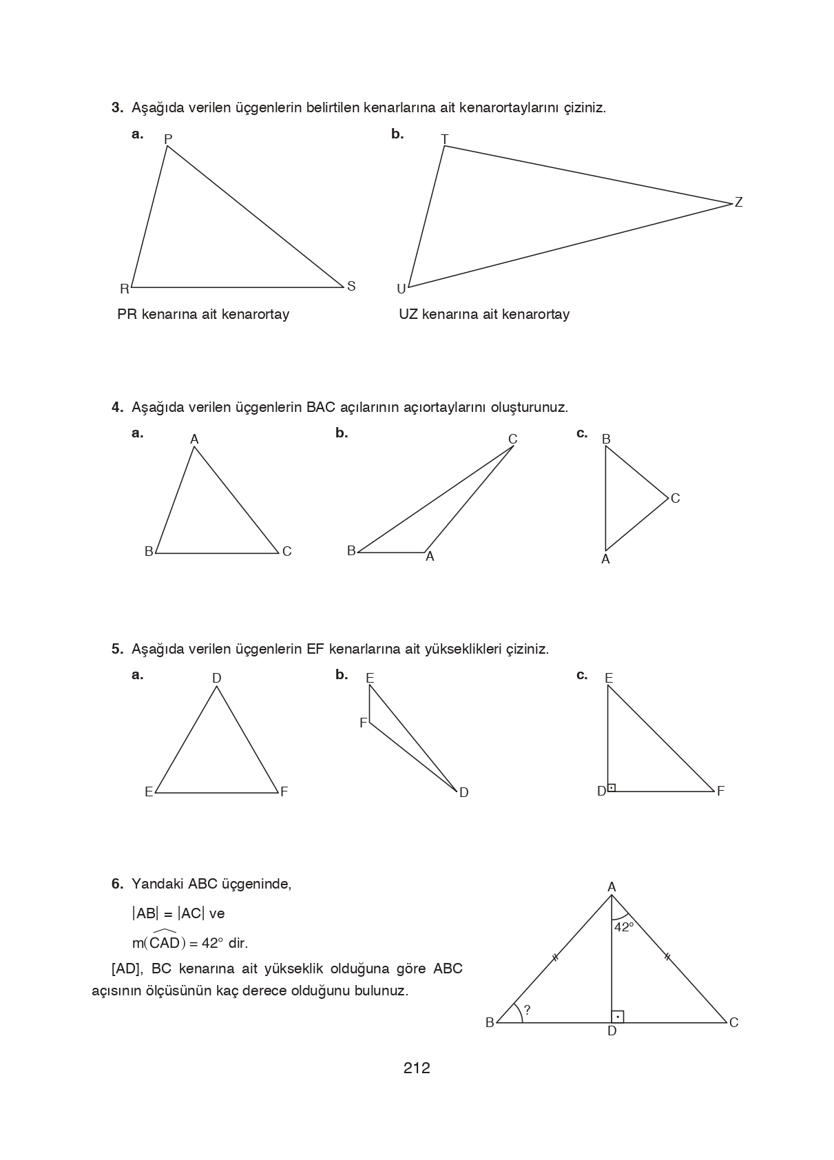 8. Sınıf Ada Matbaacılık Yayıncılık Matematik Ders Kitabı Sayfa 212 Cevapları