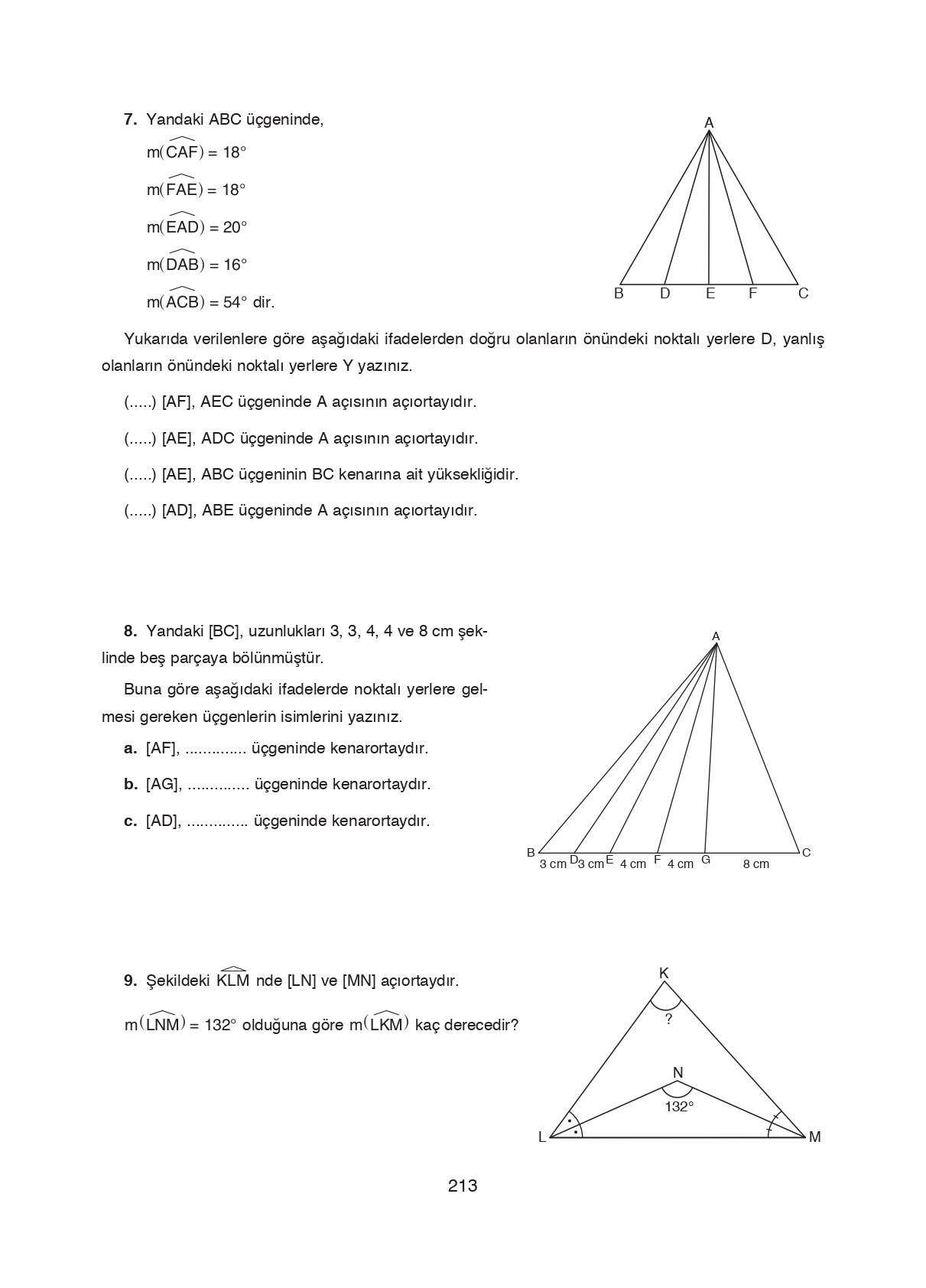 8. Sınıf Ada Matbaacılık Yayıncılık Matematik Ders Kitabı Sayfa 213 Cevapları