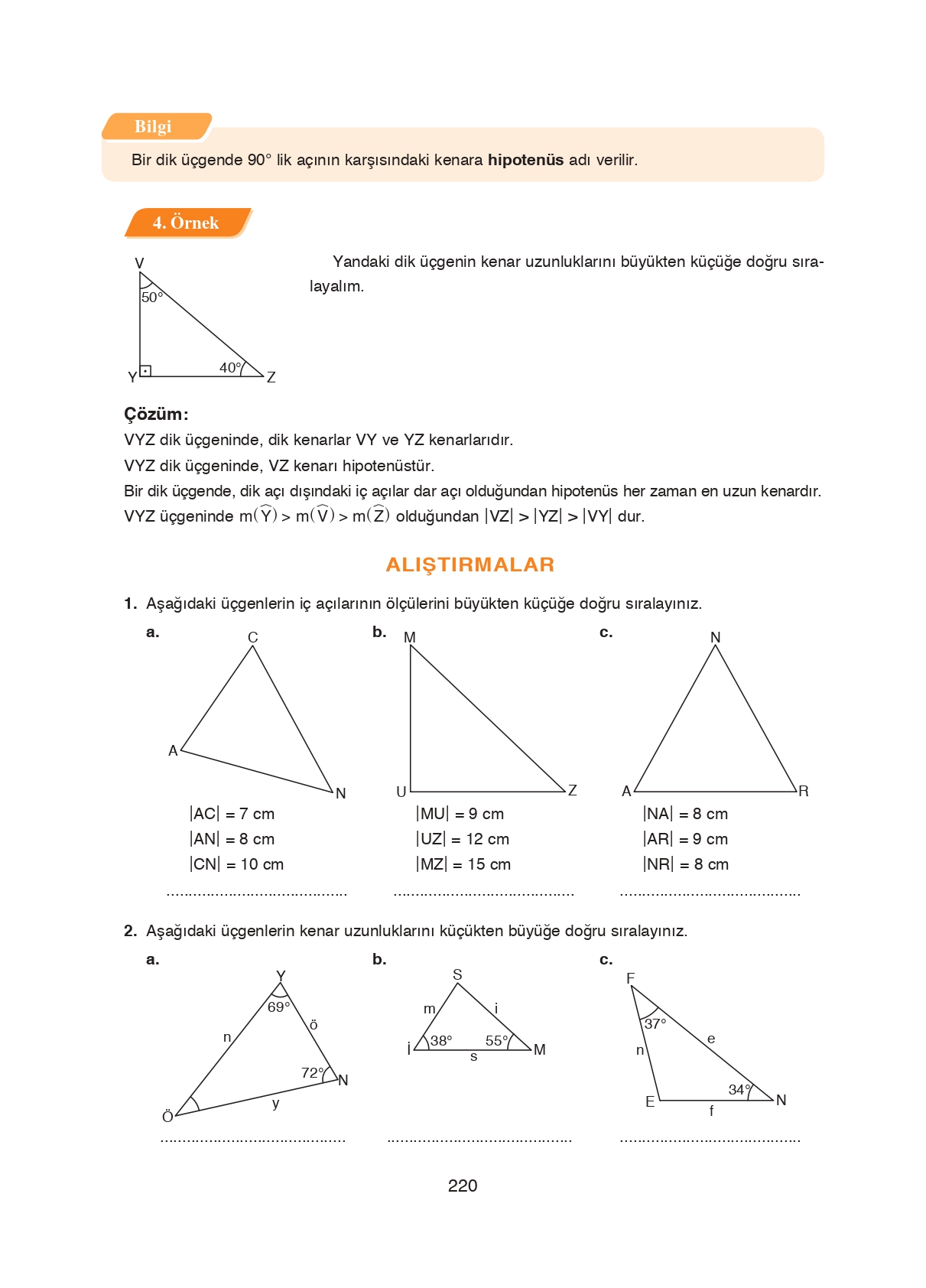 8. Sınıf Ada Matbaacılık Yayıncılık Matematik Ders Kitabı Sayfa 220 Cevapları