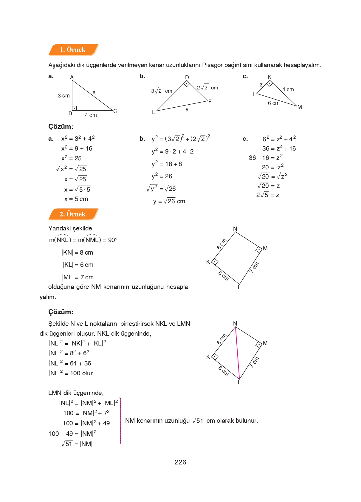 8. Sınıf Ada Matbaacılık Yayıncılık Matematik Ders Kitabı Sayfa 226 Cevapları