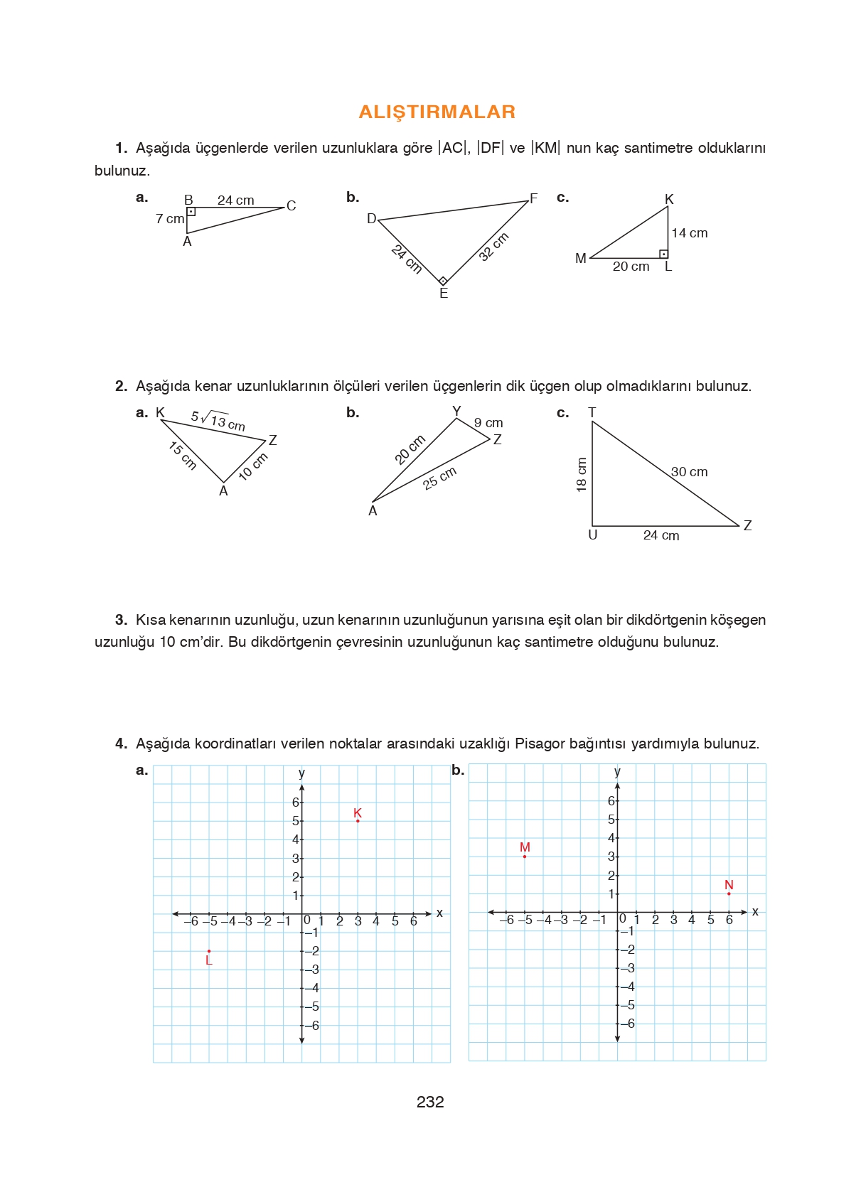 8. Sınıf Ada Matbaacılık Yayıncılık Matematik Ders Kitabı Sayfa 232 Cevapları