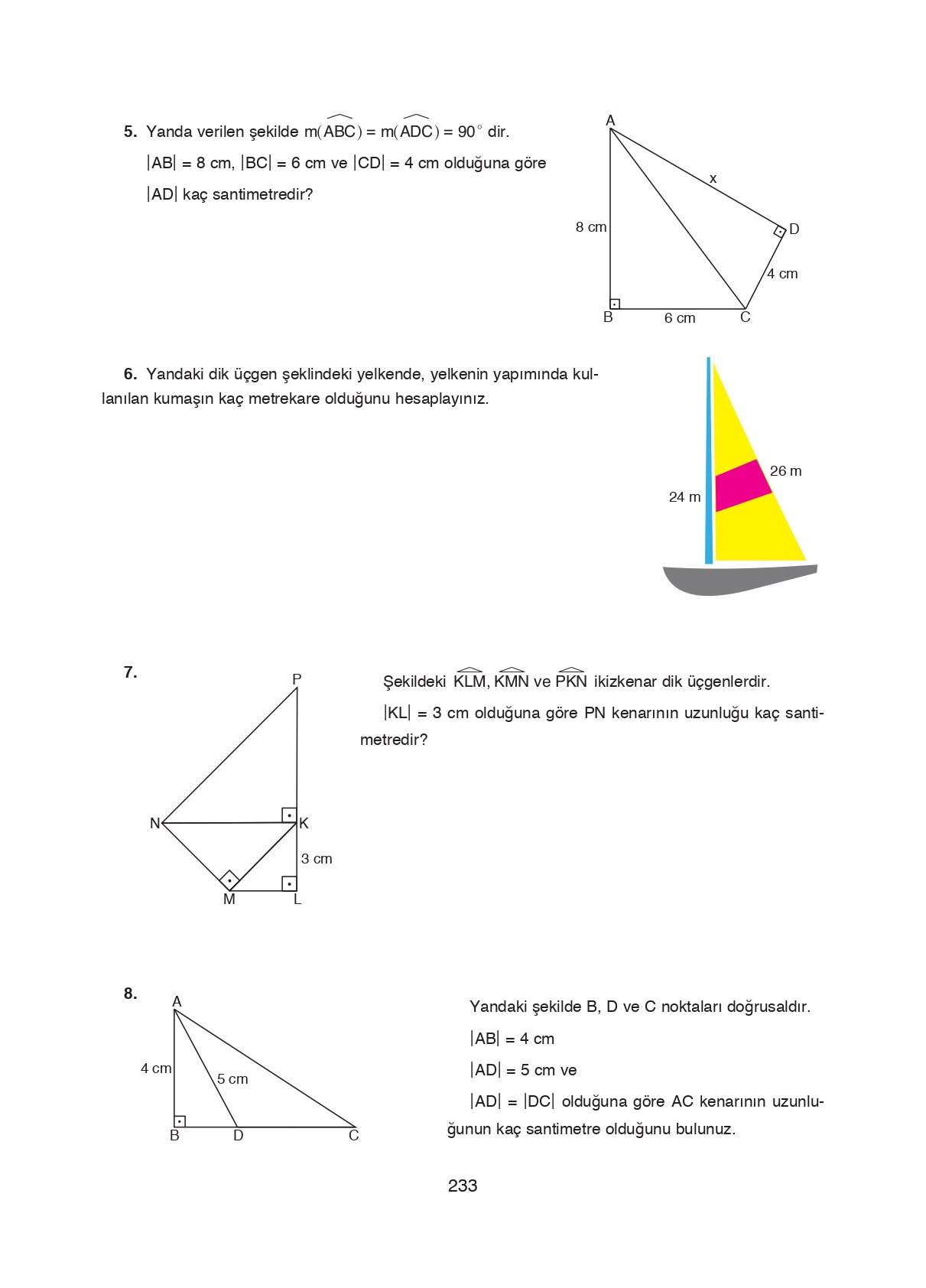 8. Sınıf Ada Matbaacılık Yayıncılık Matematik Ders Kitabı Sayfa 233 Cevapları