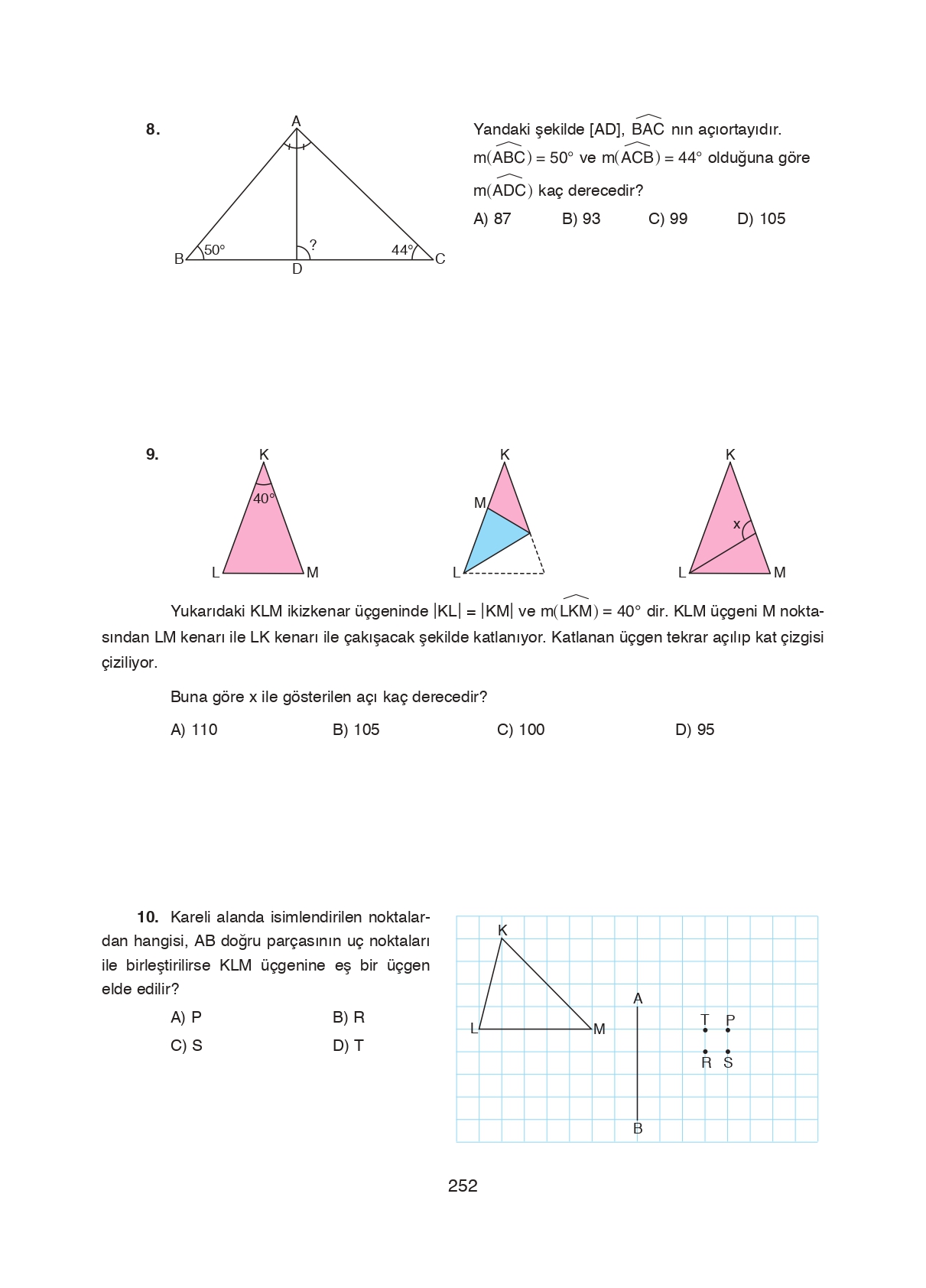 8. Sınıf Ada Matbaacılık Yayıncılık Matematik Ders Kitabı Sayfa 252 Cevapları