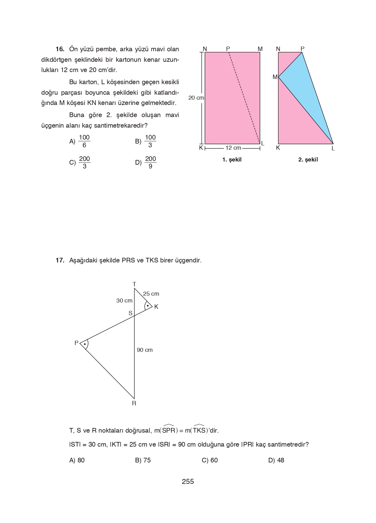 8. Sınıf Ada Matbaacılık Yayıncılık Matematik Ders Kitabı Sayfa 255 Cevapları