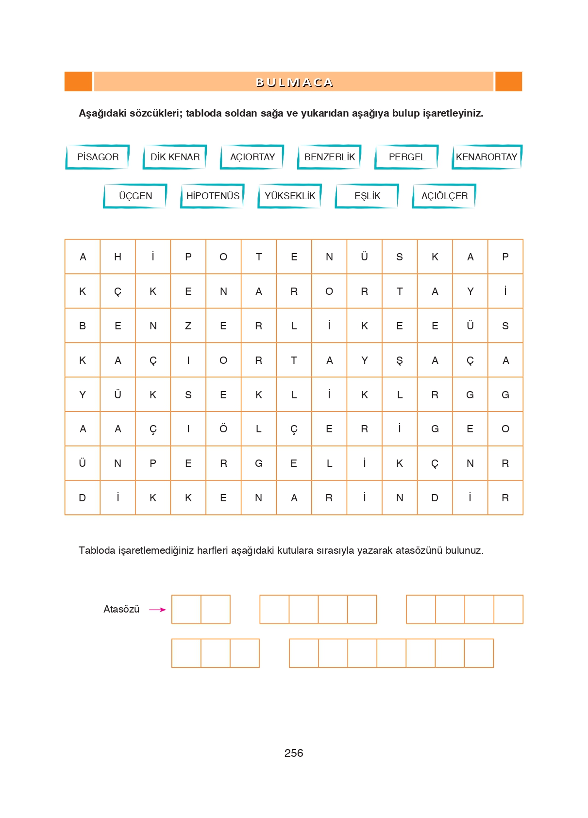 8. Sınıf Ada Matbaacılık Yayıncılık Matematik Ders Kitabı Sayfa 256 Cevapları