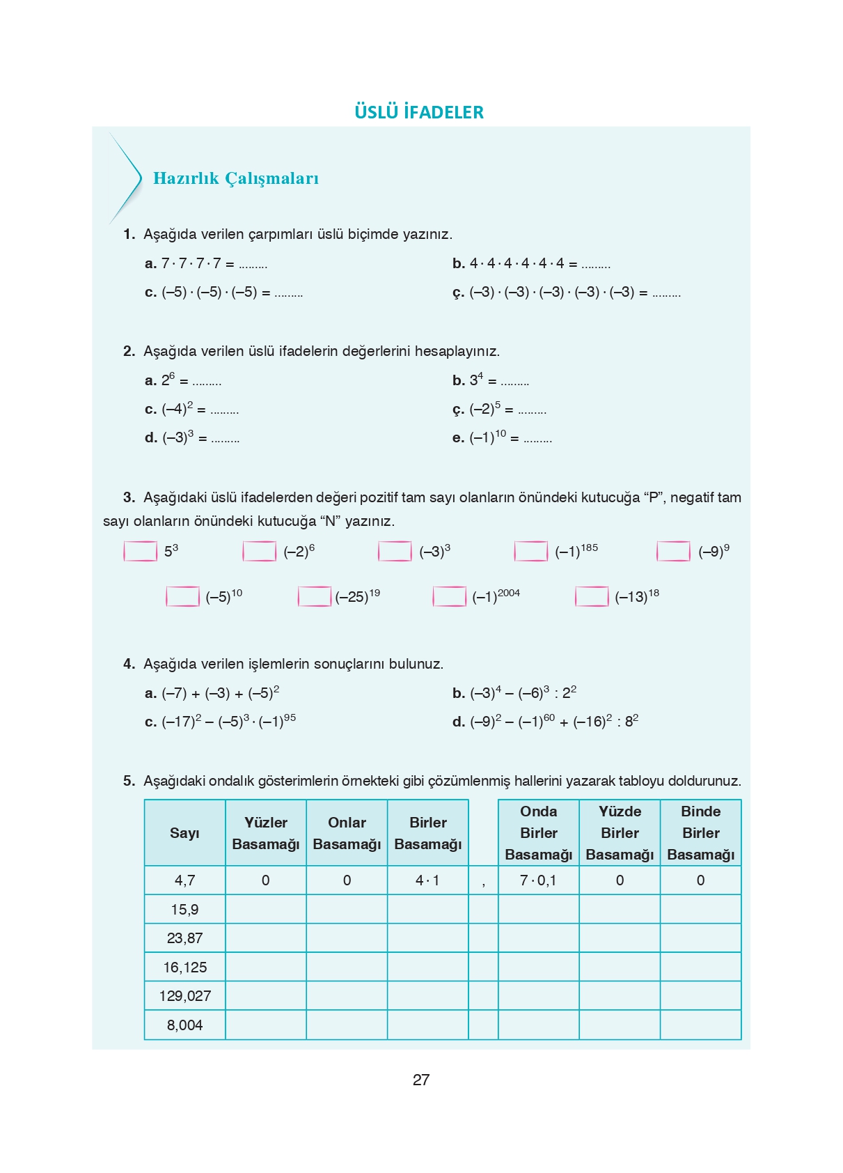 8. Sınıf Ada Matbaacılık Yayıncılık Matematik Ders Kitabı Sayfa 27 Cevapları