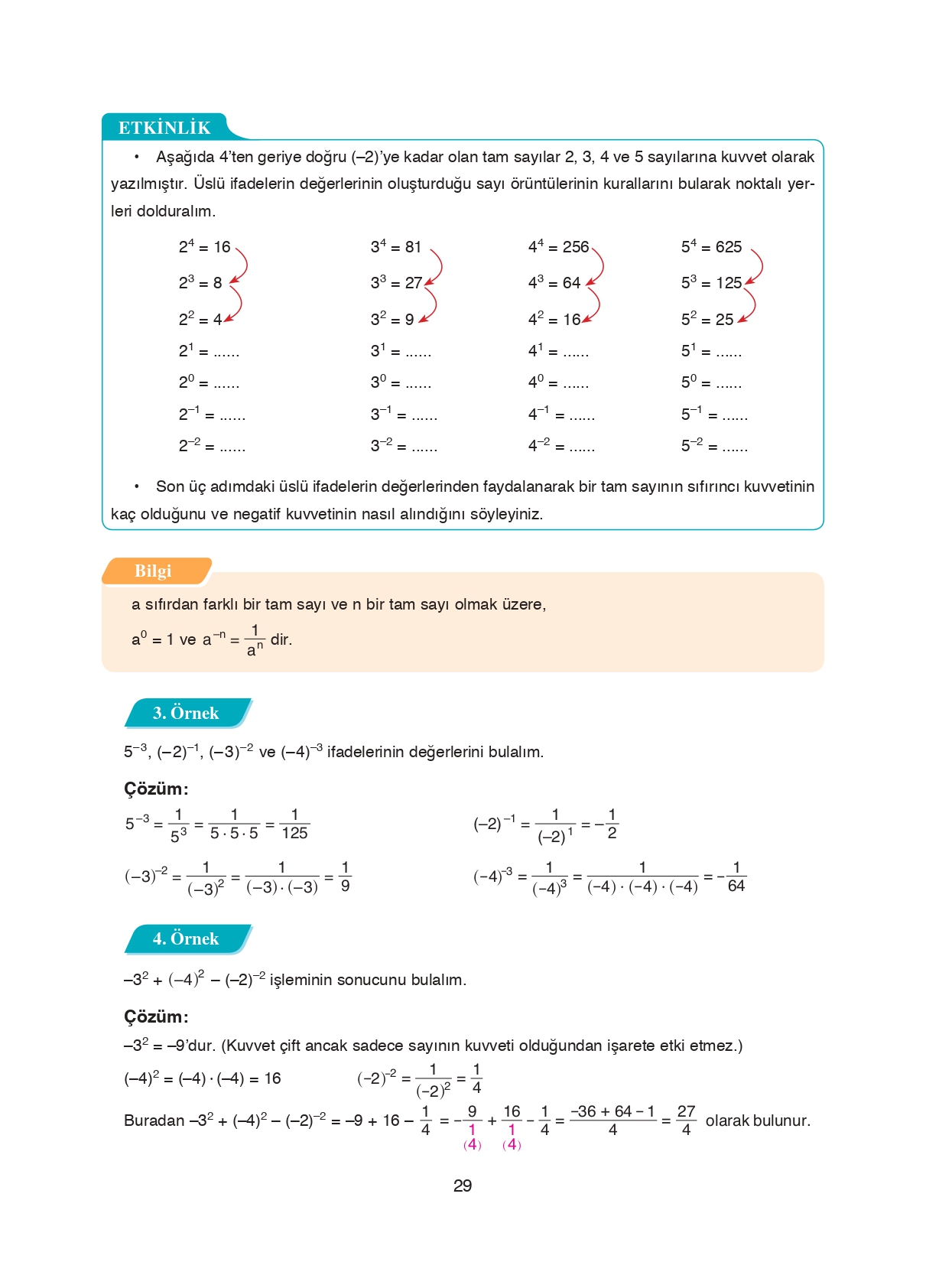 8. Sınıf Ada Matbaacılık Yayıncılık Matematik Ders Kitabı Sayfa 29 Cevapları