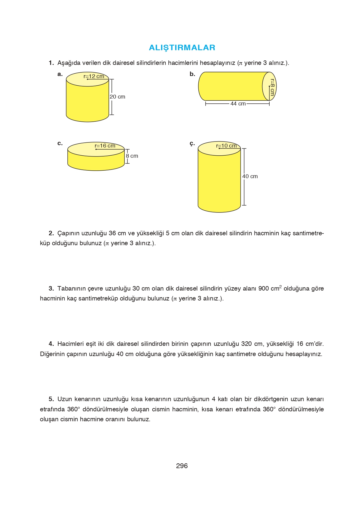 8. Sınıf Ada Matbaacılık Yayıncılık Matematik Ders Kitabı Sayfa 296 Cevapları