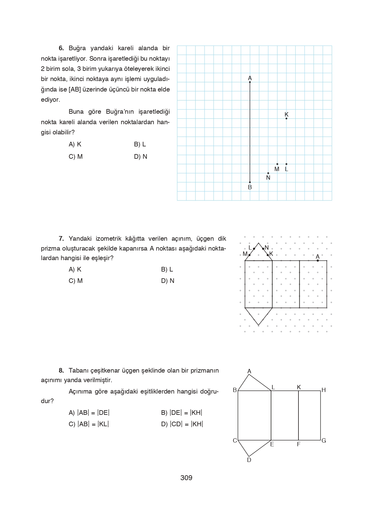 8. Sınıf Ada Matbaacılık Yayıncılık Matematik Ders Kitabı Sayfa 309 Cevapları