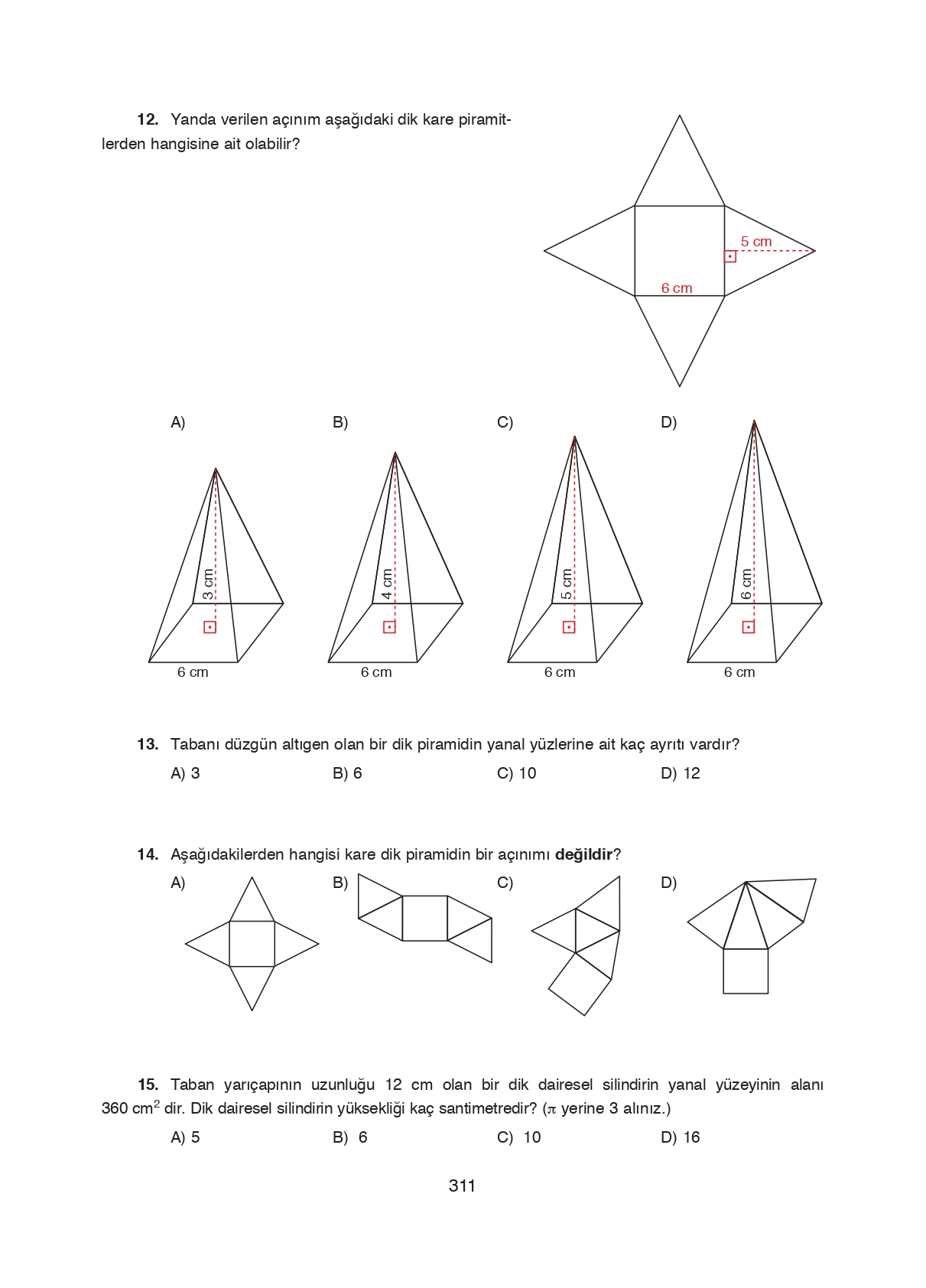 8. Sınıf Ada Matbaacılık Yayıncılık Matematik Ders Kitabı Sayfa 311 Cevapları