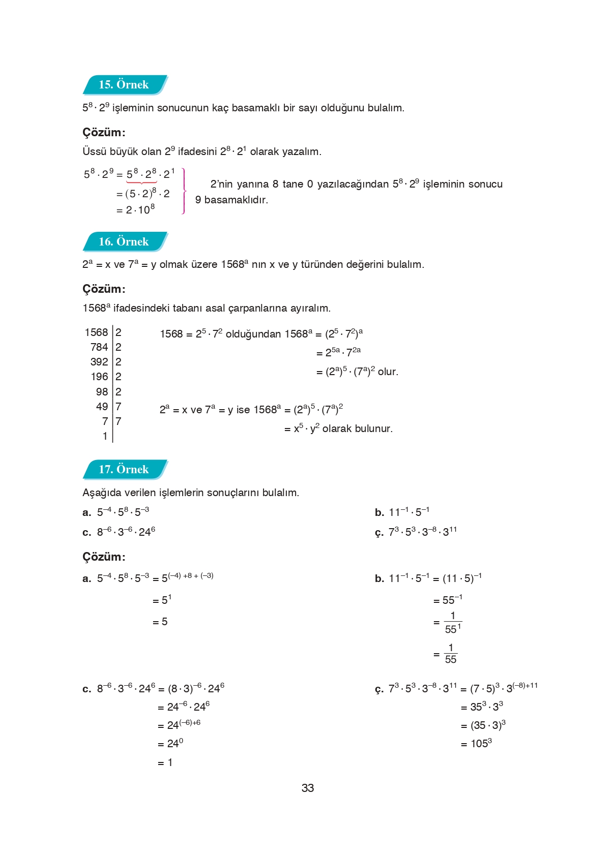 8. Sınıf Ada Matbaacılık Yayıncılık Matematik Ders Kitabı Sayfa 33 Cevapları