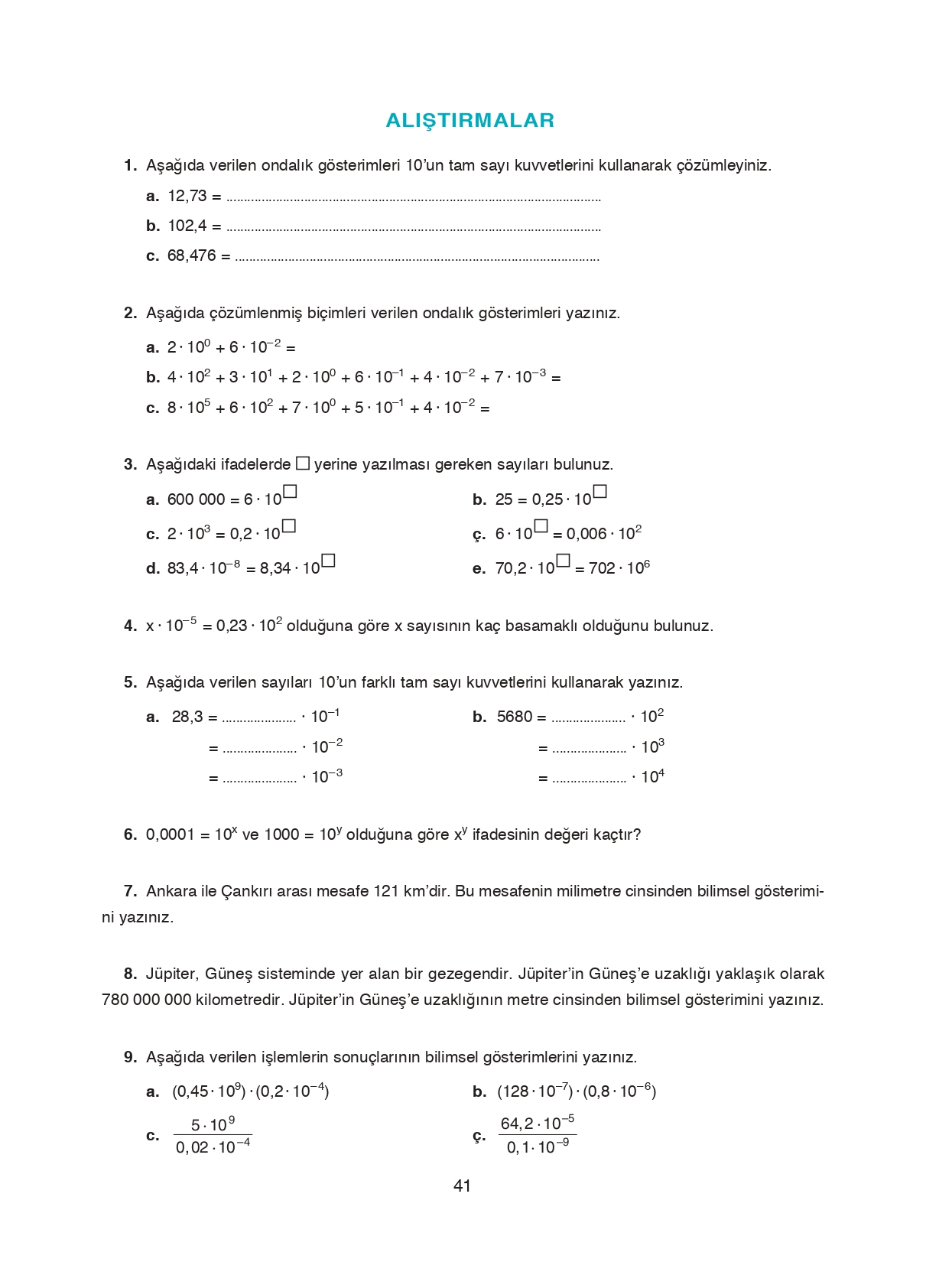 8. Sınıf Ada Matbaacılık Yayıncılık Matematik Ders Kitabı Sayfa 41 Cevapları