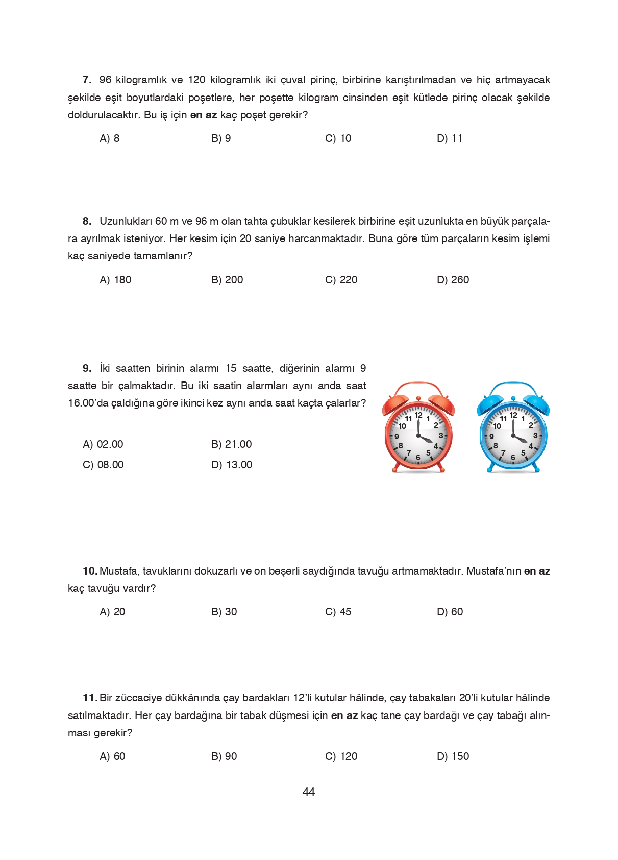 8. Sınıf Ada Matbaacılık Yayıncılık Matematik Ders Kitabı Sayfa 44 Cevapları