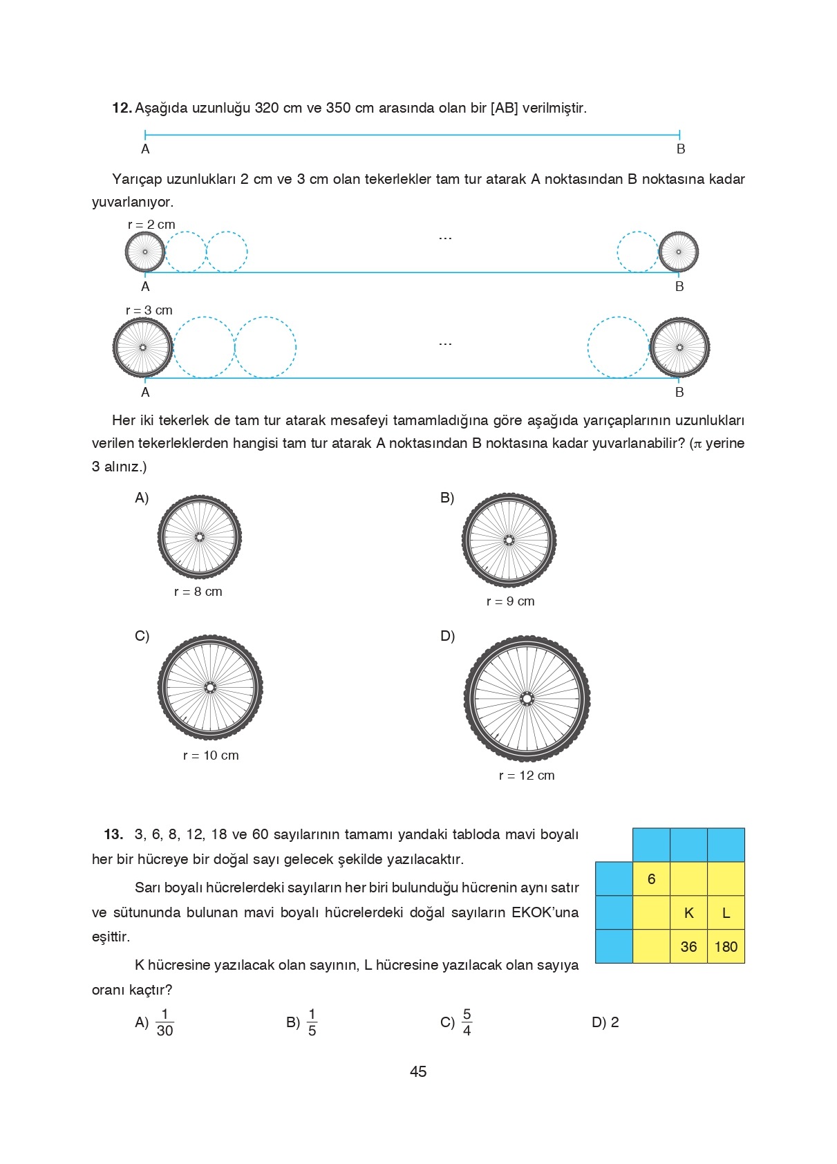 8. Sınıf Ada Matbaacılık Yayıncılık Matematik Ders Kitabı Sayfa 45 Cevapları