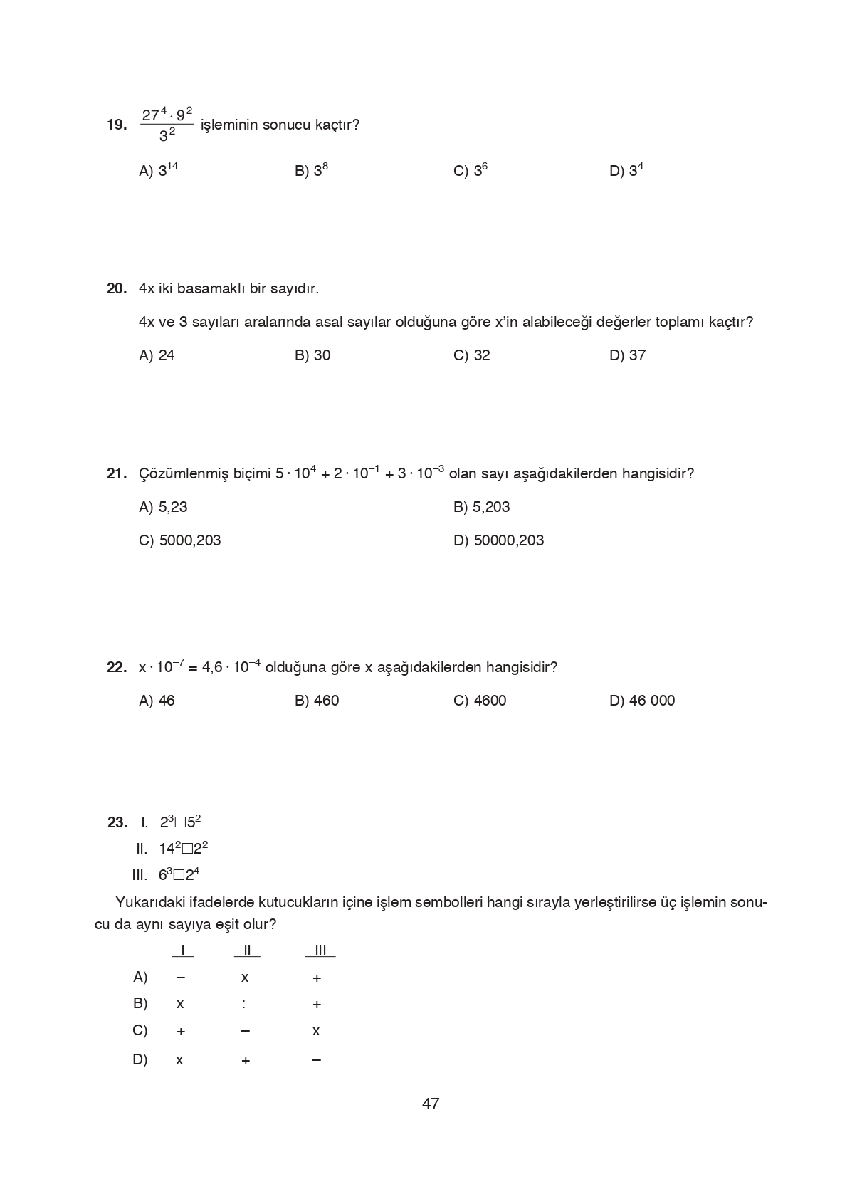 8. Sınıf Ada Matbaacılık Yayıncılık Matematik Ders Kitabı Sayfa 47 Cevapları