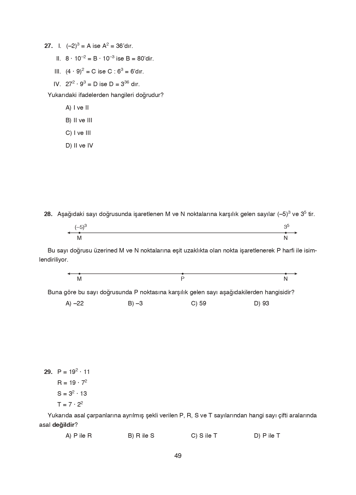 8. Sınıf Ada Matbaacılık Yayıncılık Matematik Ders Kitabı Sayfa 49 Cevapları