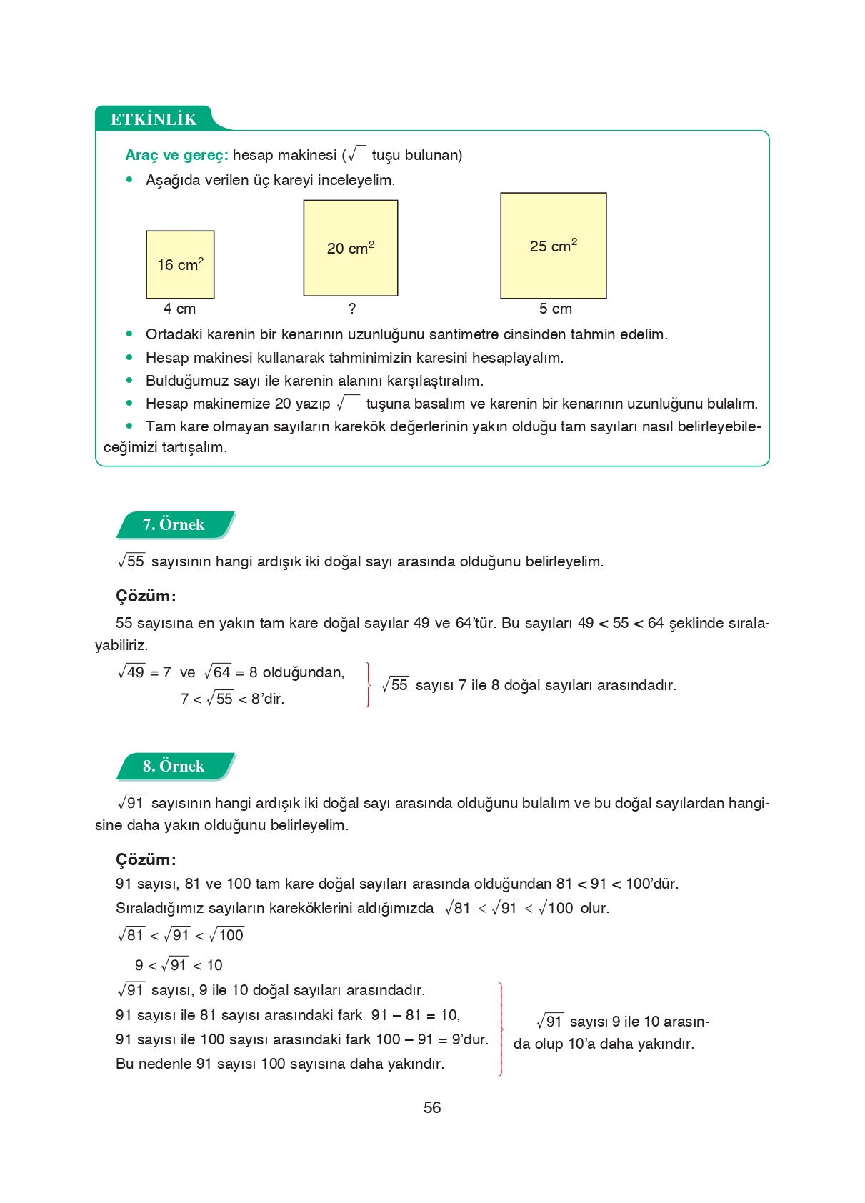 8. Sınıf Ada Matbaacılık Yayıncılık Matematik Ders Kitabı Sayfa 56 Cevapları