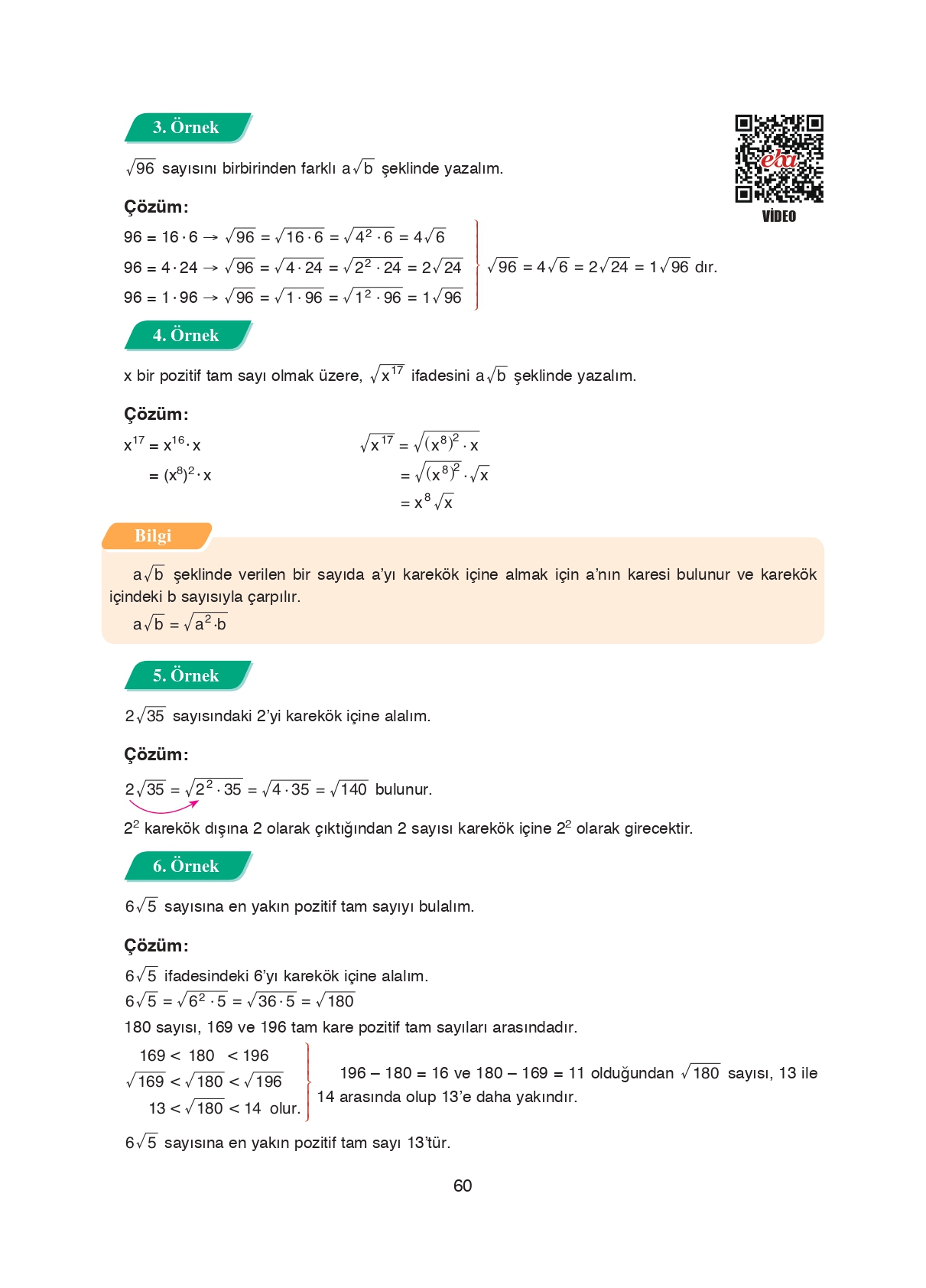 8. Sınıf Ada Matbaacılık Yayıncılık Matematik Ders Kitabı Sayfa 60 Cevapları