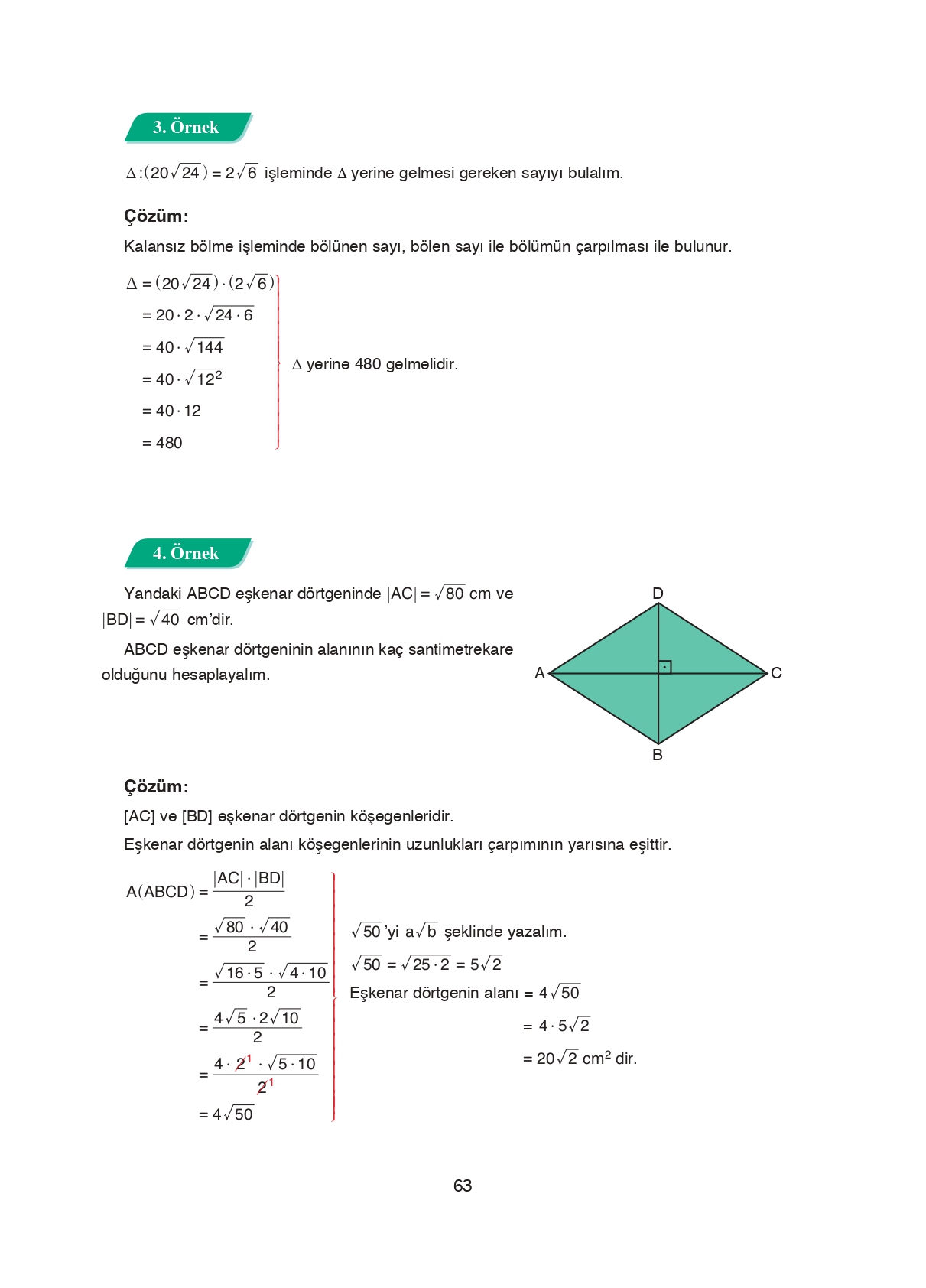 8. Sınıf Ada Matbaacılık Yayıncılık Matematik Ders Kitabı Sayfa 63 Cevapları