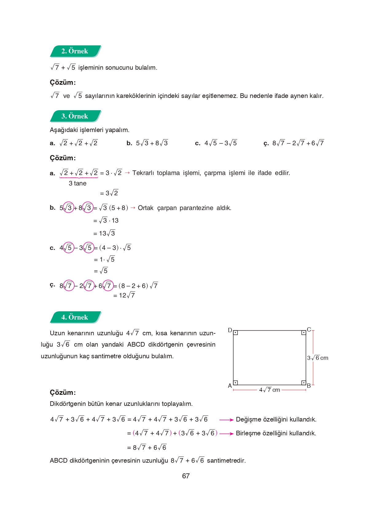 8. Sınıf Ada Matbaacılık Yayıncılık Matematik Ders Kitabı Sayfa 67 Cevapları