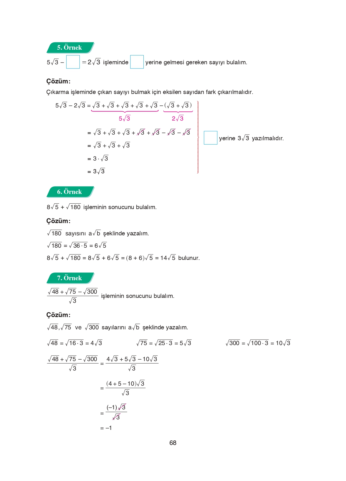 8. Sınıf Ada Matbaacılık Yayıncılık Matematik Ders Kitabı Sayfa 68 Cevapları