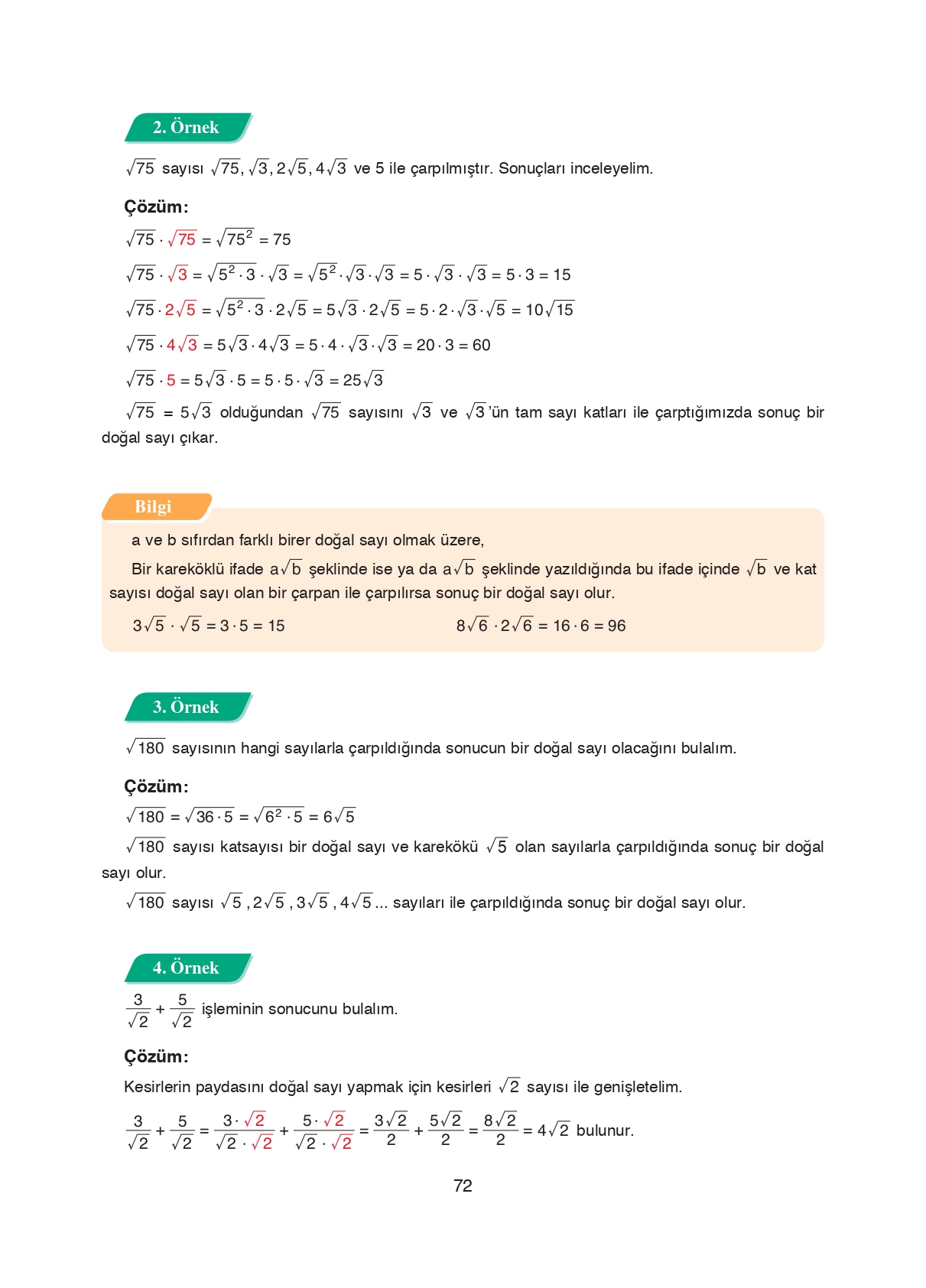 8. Sınıf Ada Matbaacılık Yayıncılık Matematik Ders Kitabı Sayfa 72 Cevapları