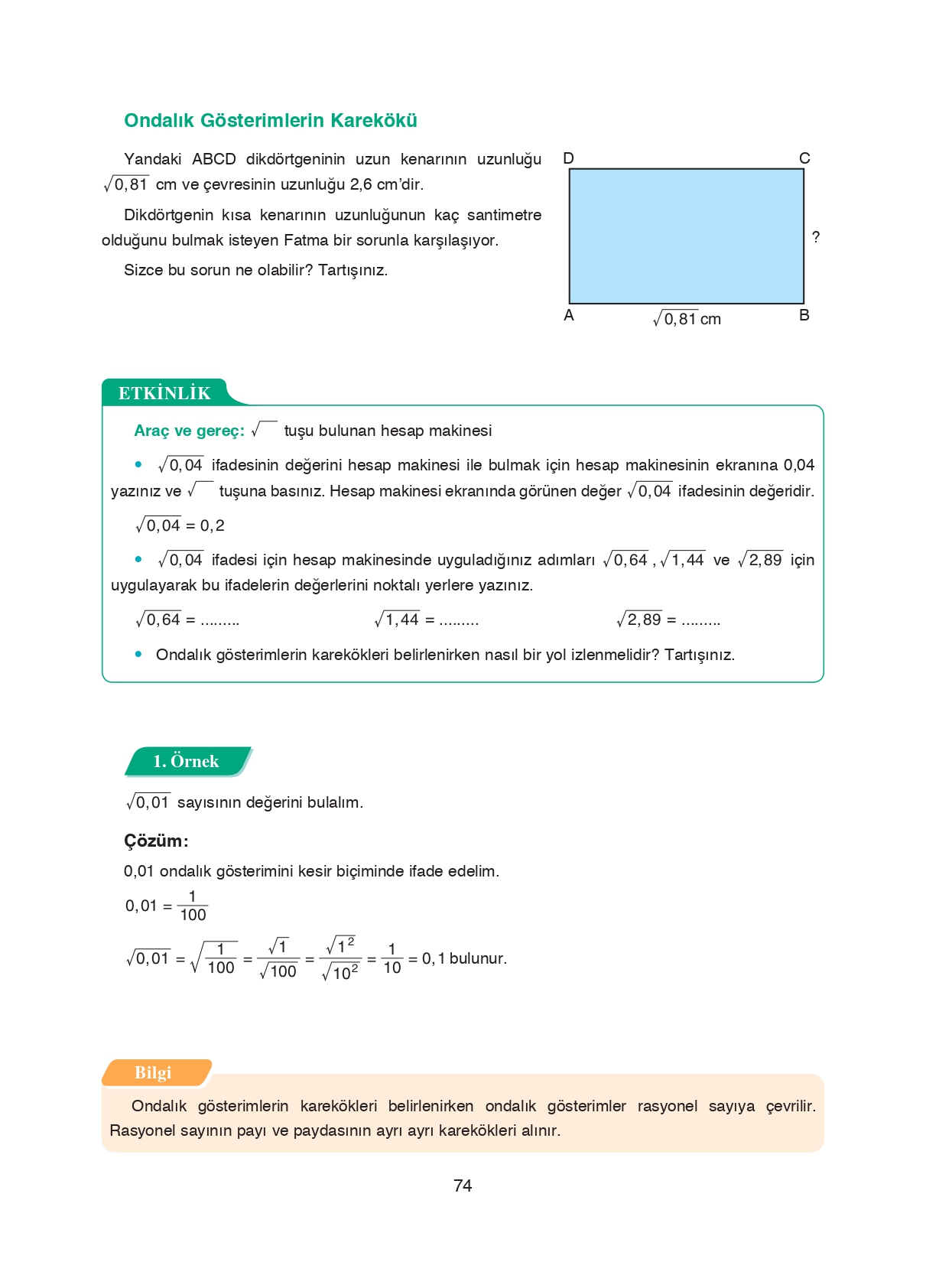 8. Sınıf Ada Matbaacılık Yayıncılık Matematik Ders Kitabı Sayfa 74 Cevapları