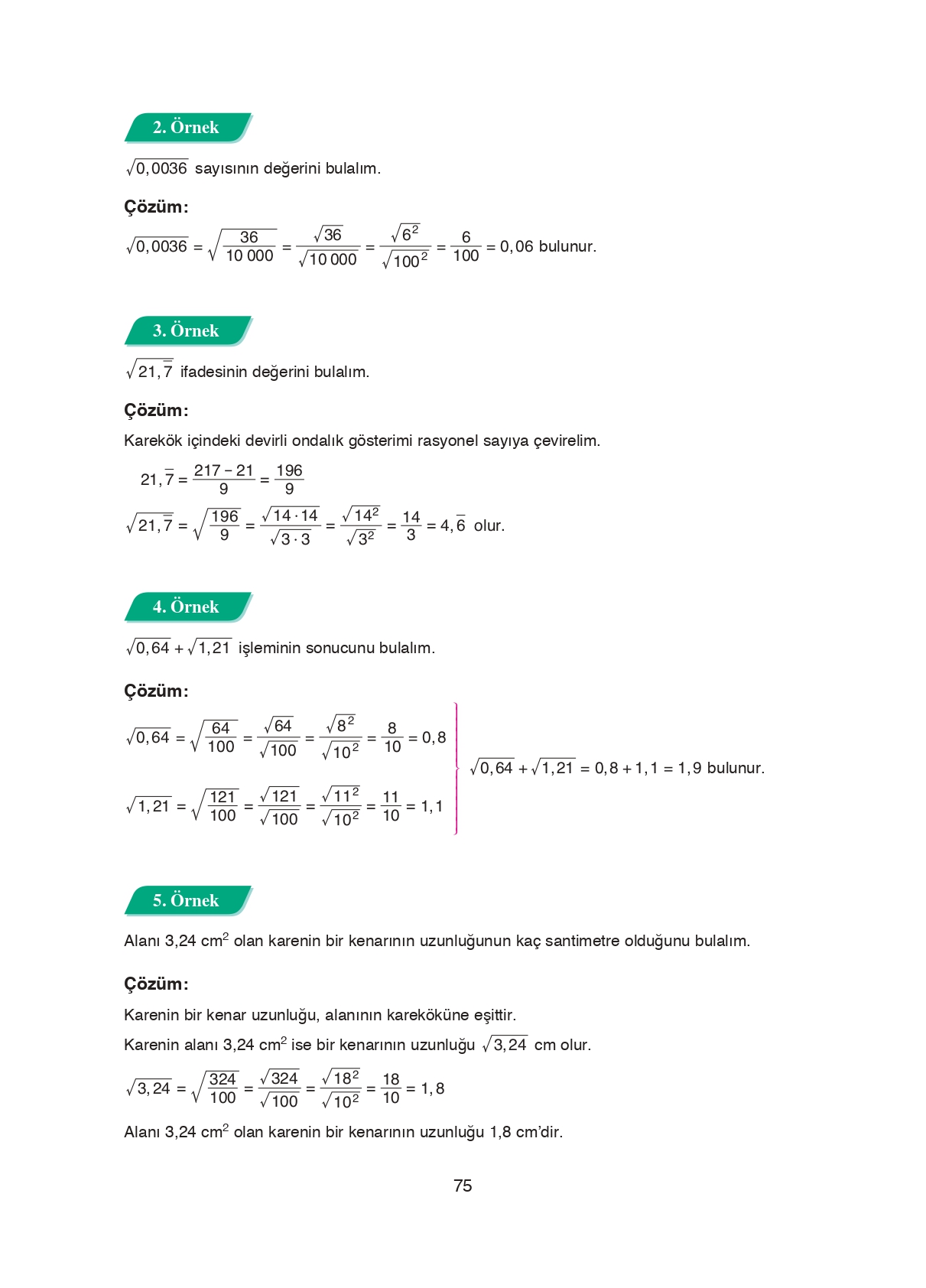 8. Sınıf Ada Matbaacılık Yayıncılık Matematik Ders Kitabı Sayfa 75 Cevapları