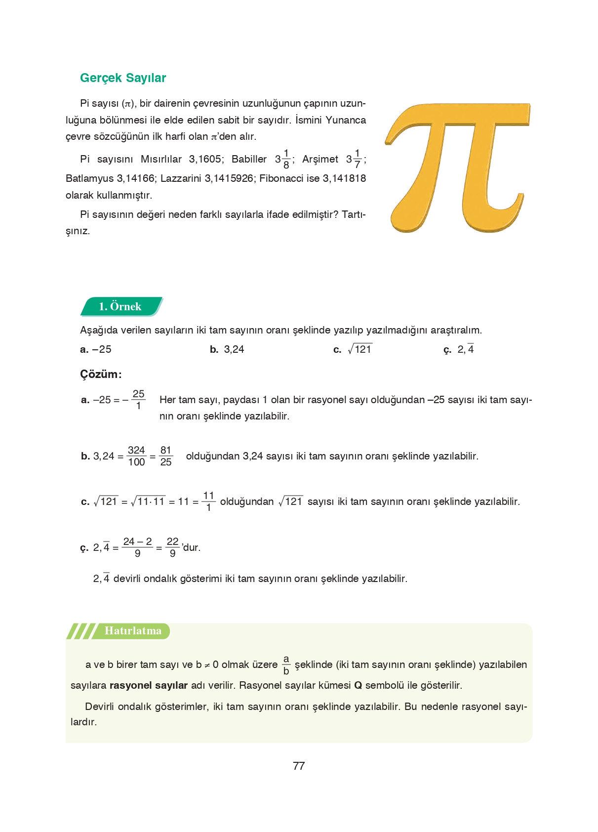 8. Sınıf Ada Matbaacılık Yayıncılık Matematik Ders Kitabı Sayfa 77 Cevapları