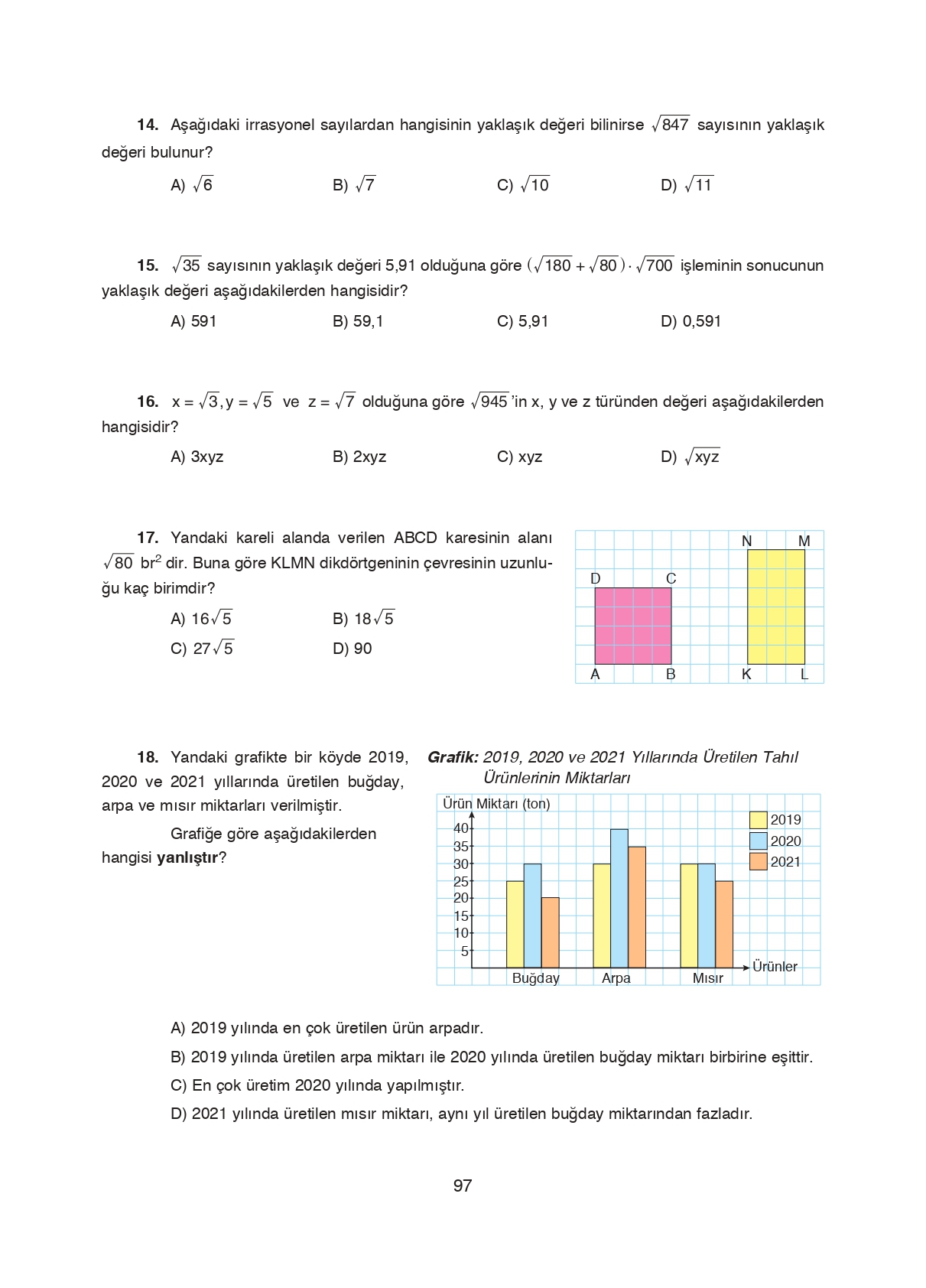 8. Sınıf Ada Matbaacılık Yayıncılık Matematik Ders Kitabı Sayfa 97 Cevapları