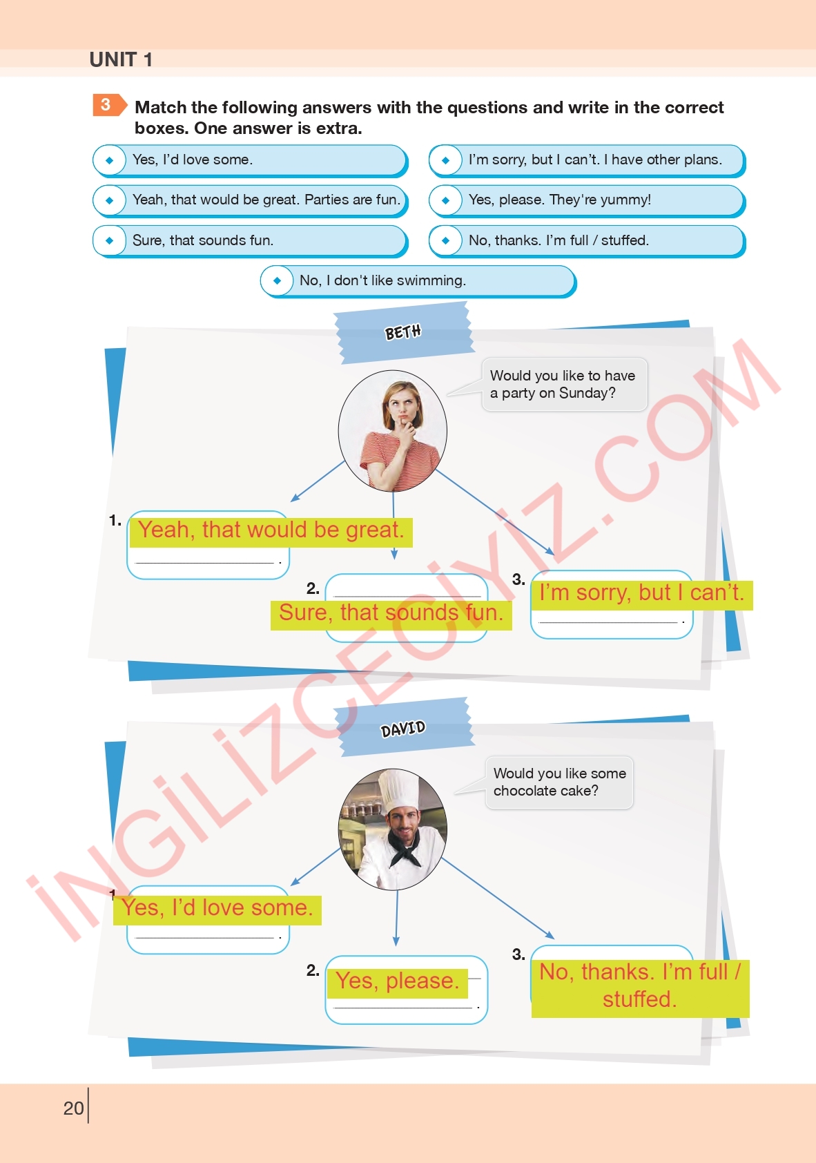 8. Sınıf Bilim ve Kültür Yayınları İngilizce Ders Kitabı Sayfa 20 Cevapları