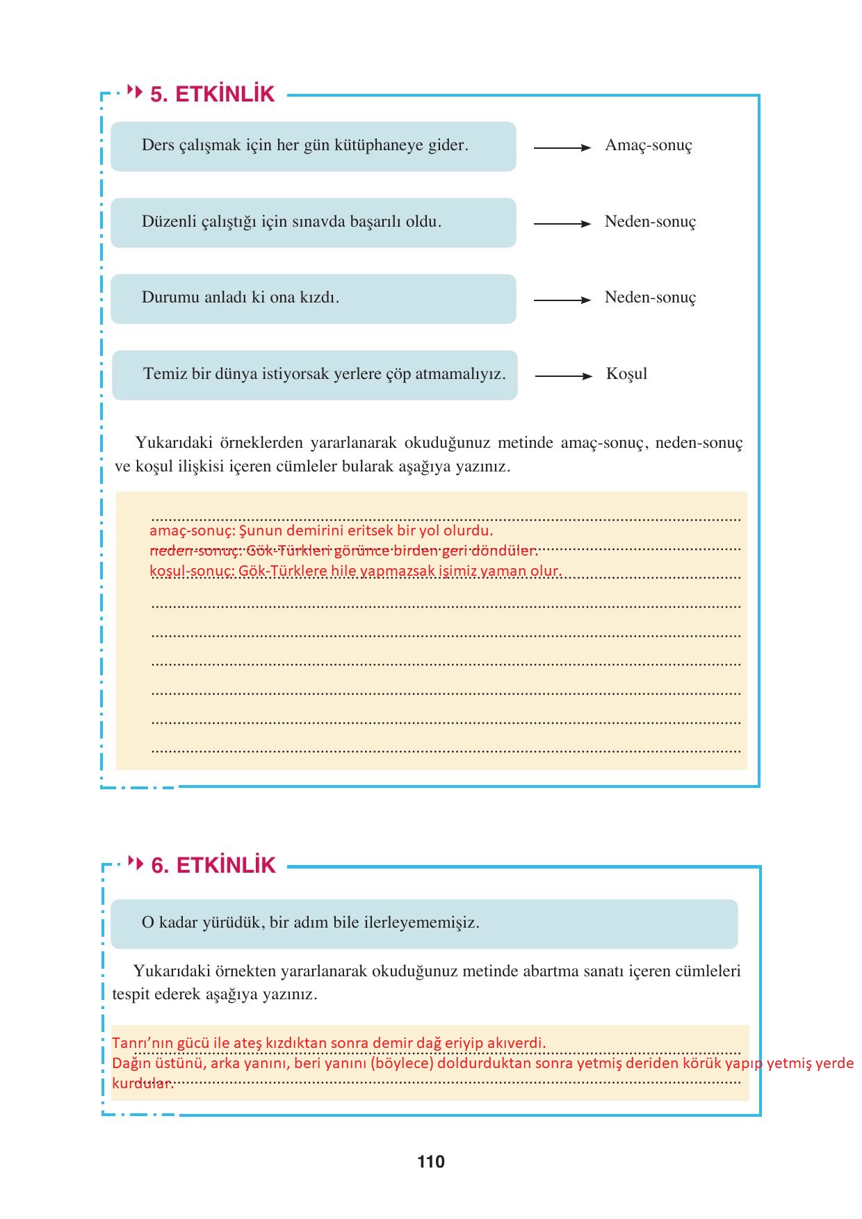 8. Sınıf Hecce Yayıncılık Türkçe Ders Kitabı Sayfa 110 Cevapları