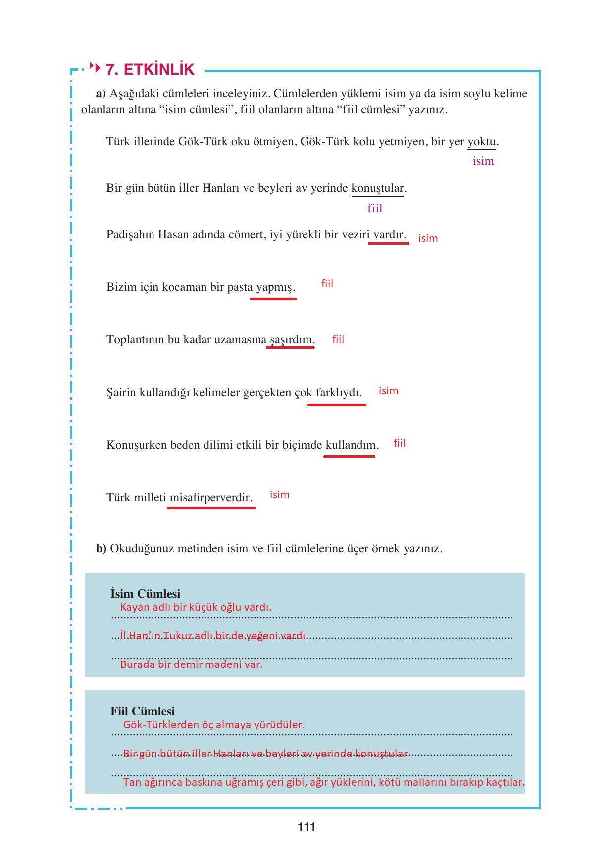 8. Sınıf Hecce Yayıncılık Türkçe Ders Kitabı Sayfa 111 Cevapları