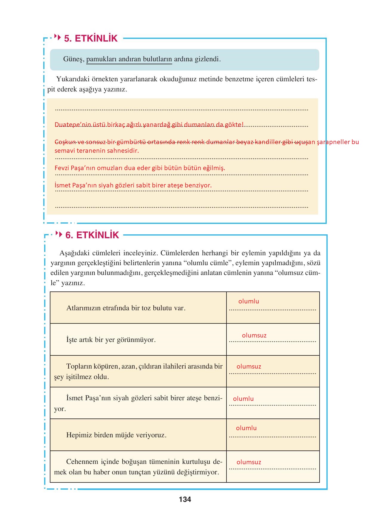 8. Sınıf Hecce Yayıncılık Türkçe Ders Kitabı Sayfa 134 Cevapları