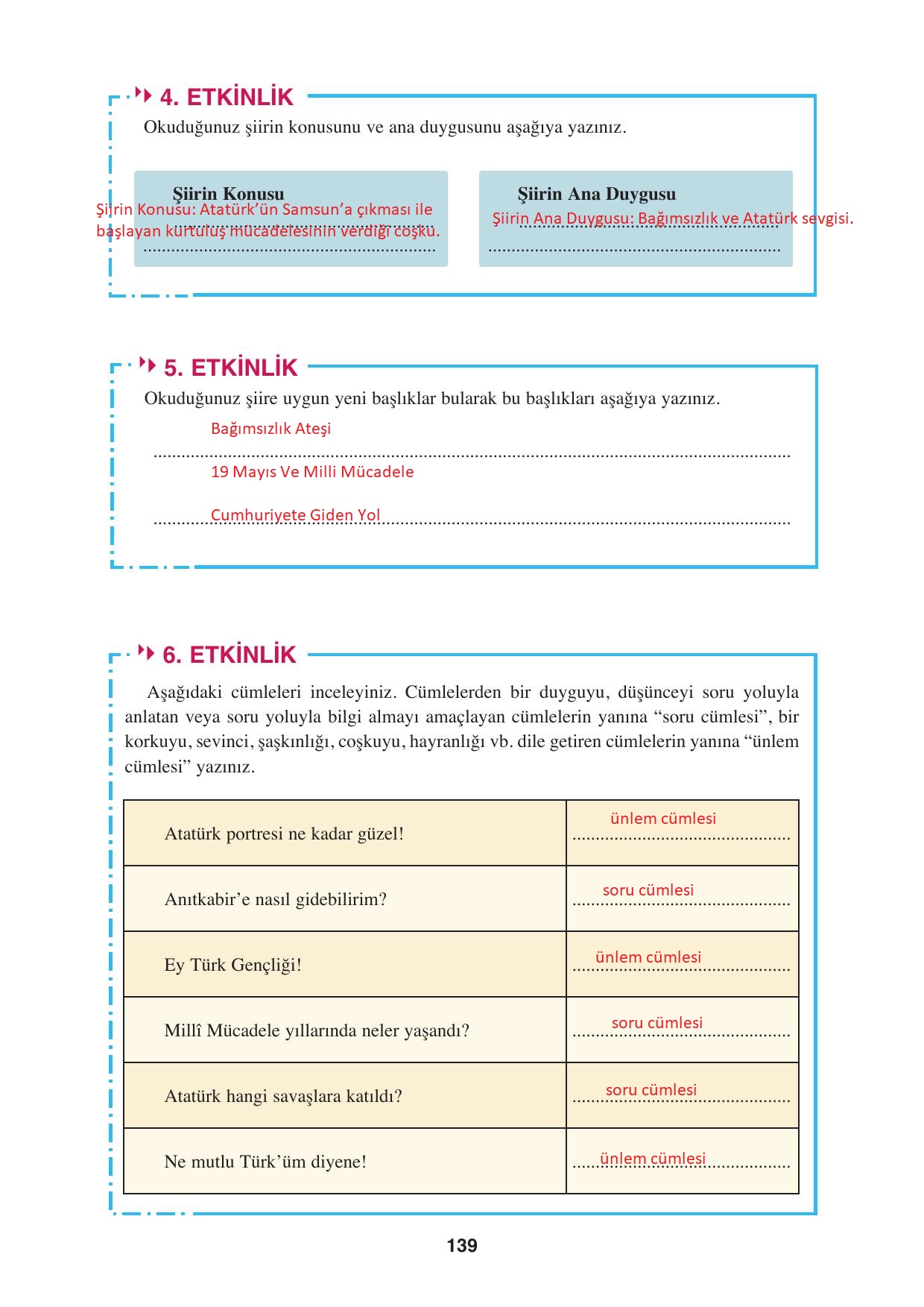 8. Sınıf Hecce Yayıncılık Türkçe Ders Kitabı Sayfa 139 Cevapları