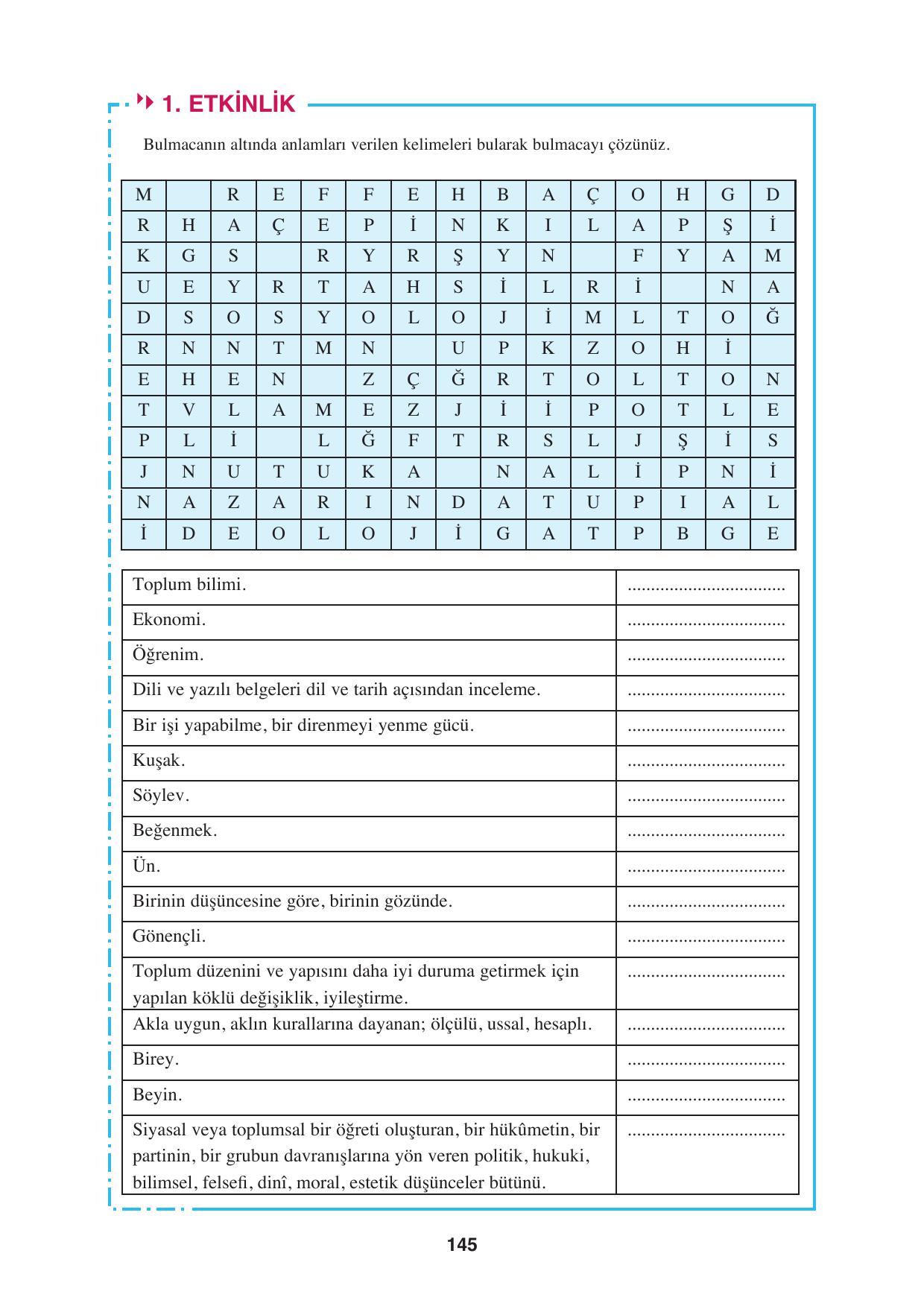 8. Sınıf Hecce Yayıncılık Türkçe Ders Kitabı Sayfa 145 Cevapları