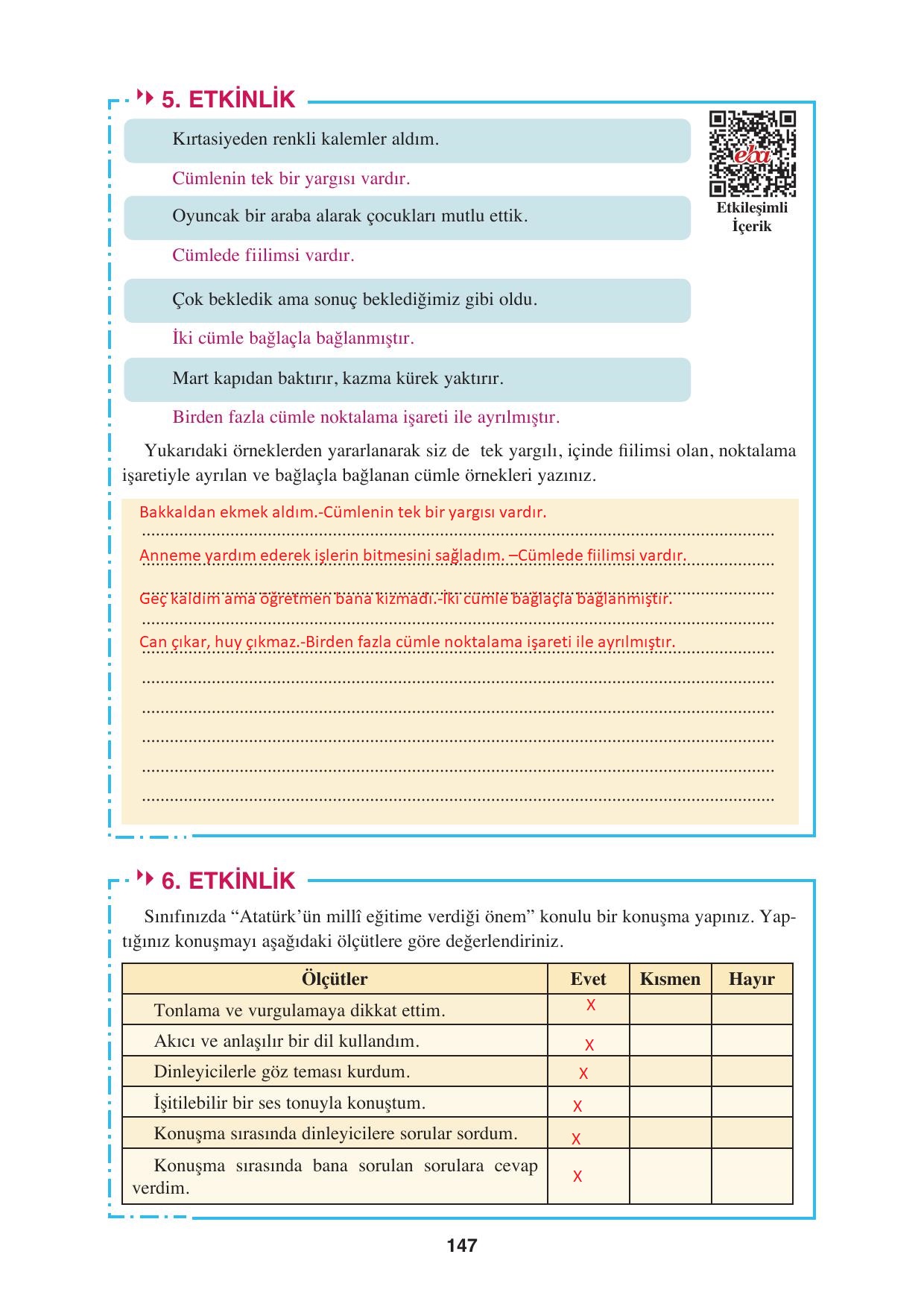 8. Sınıf Hecce Yayıncılık Türkçe Ders Kitabı Sayfa 147 Cevapları