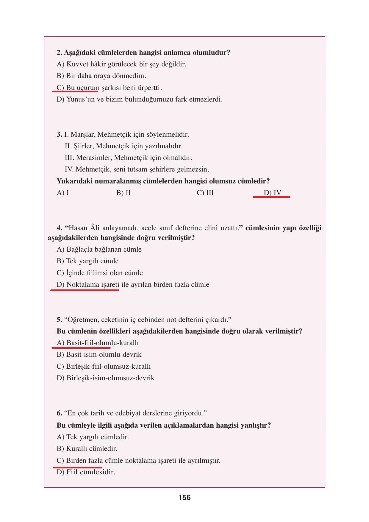 8. Sınıf Hecce Yayıncılık Türkçe Ders Kitabı Sayfa 156 Cevapları