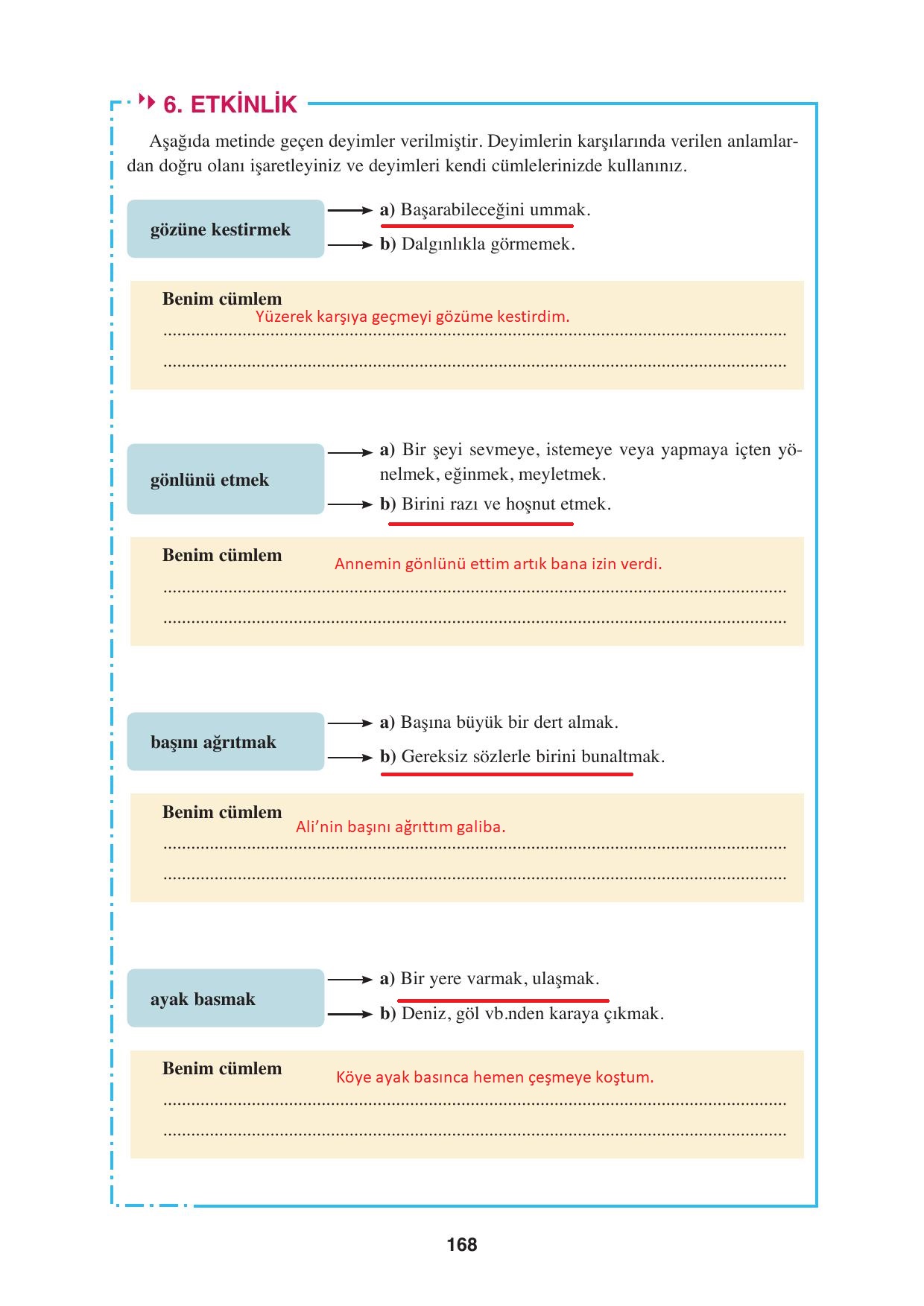 8. Sınıf Hecce Yayıncılık Türkçe Ders Kitabı Sayfa 168 Cevapları