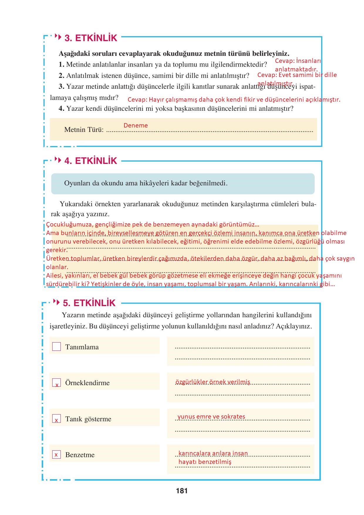8. Sınıf Hecce Yayıncılık Türkçe Ders Kitabı Sayfa 181 Cevapları