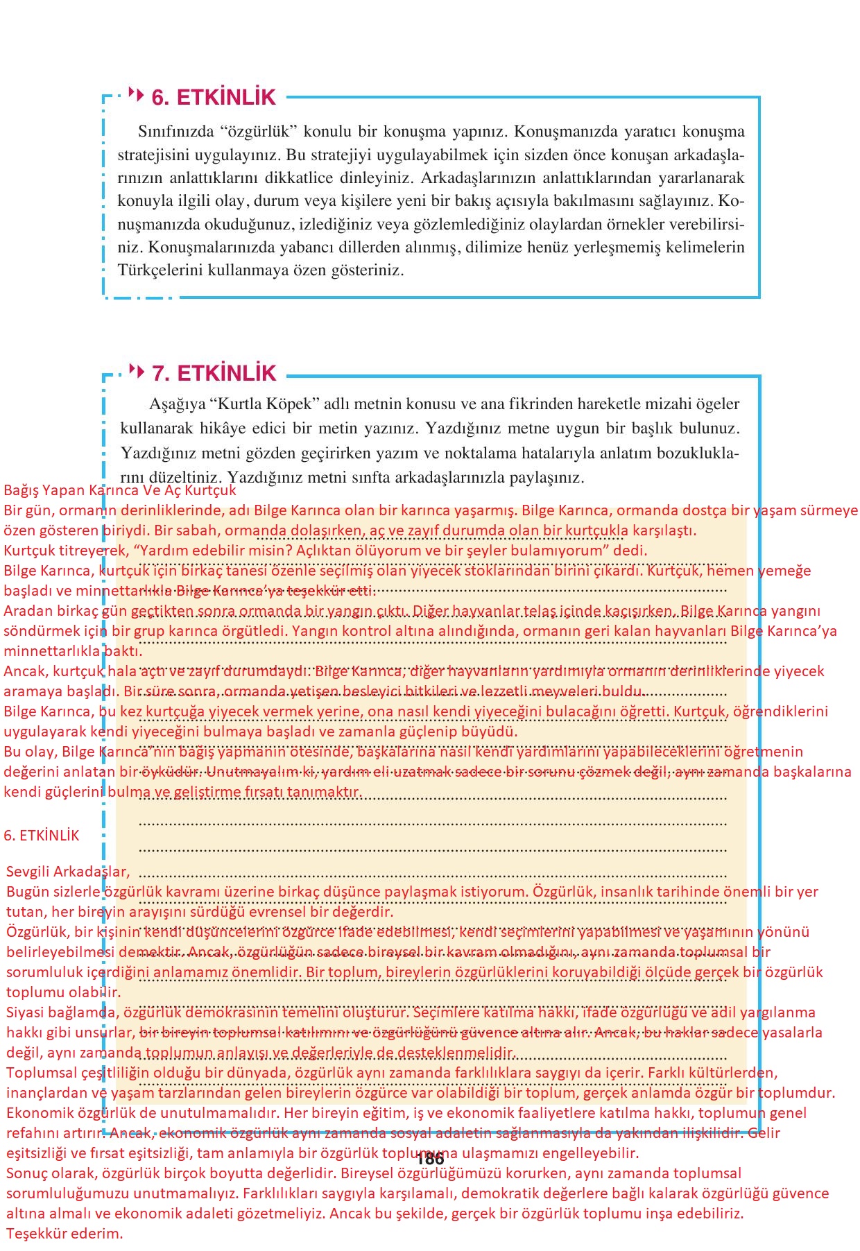 8. Sınıf Hecce Yayıncılık Türkçe Ders Kitabı Sayfa 186 Cevapları