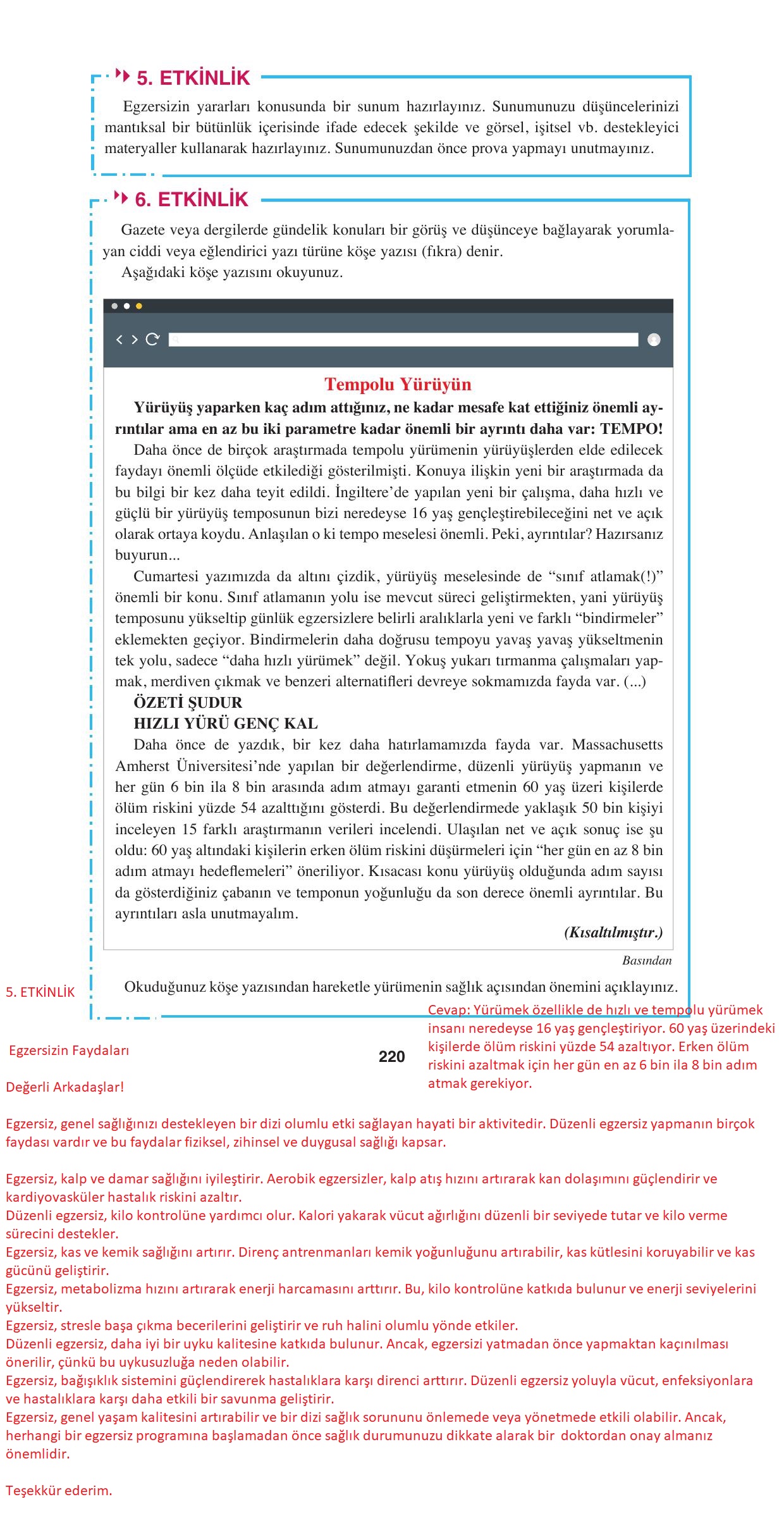 8. Sınıf Hecce Yayıncılık Türkçe Ders Kitabı Sayfa 220 Cevapları