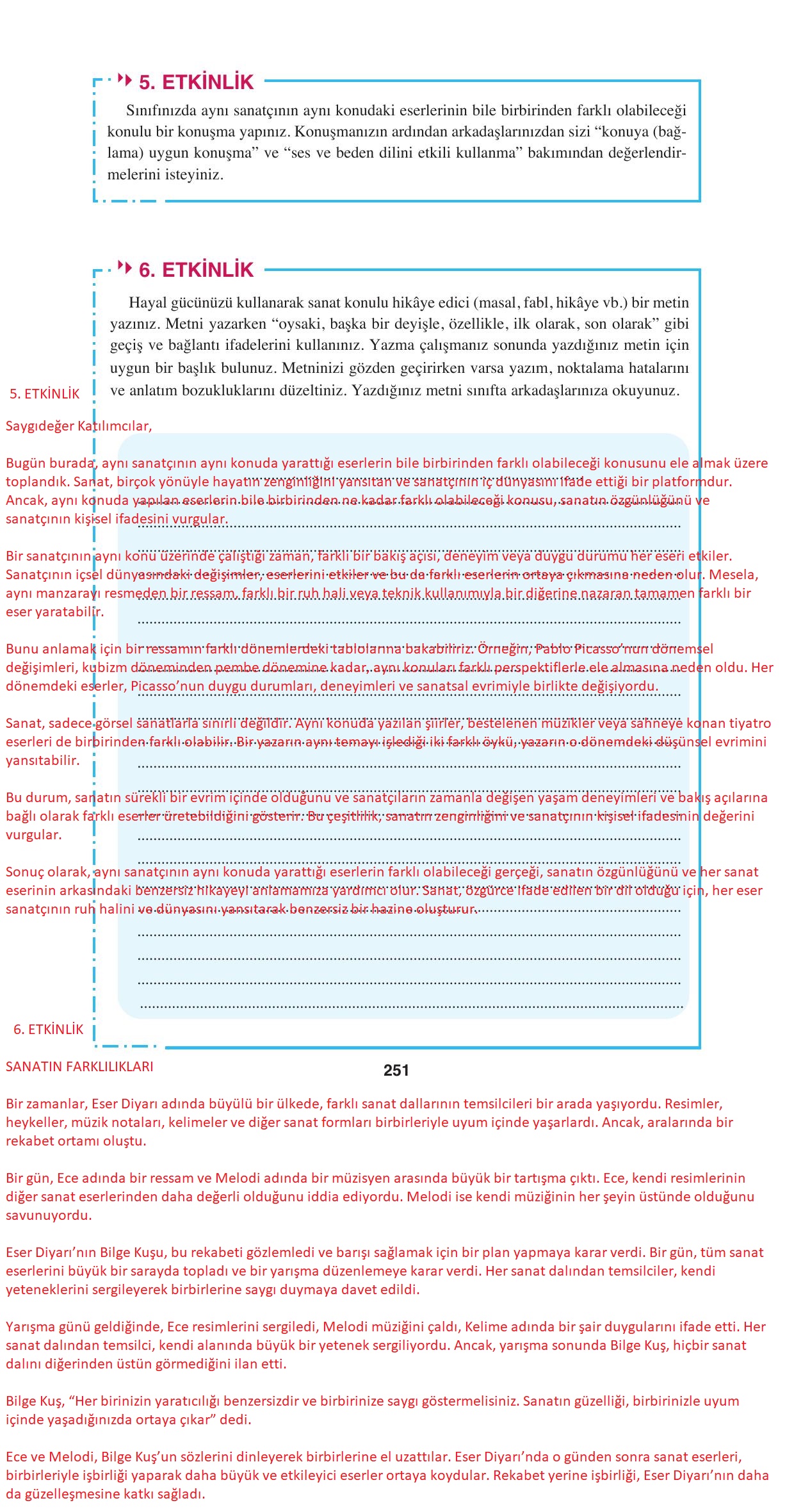 8. Sınıf Hecce Yayıncılık Türkçe Ders Kitabı Sayfa 251 Cevapları