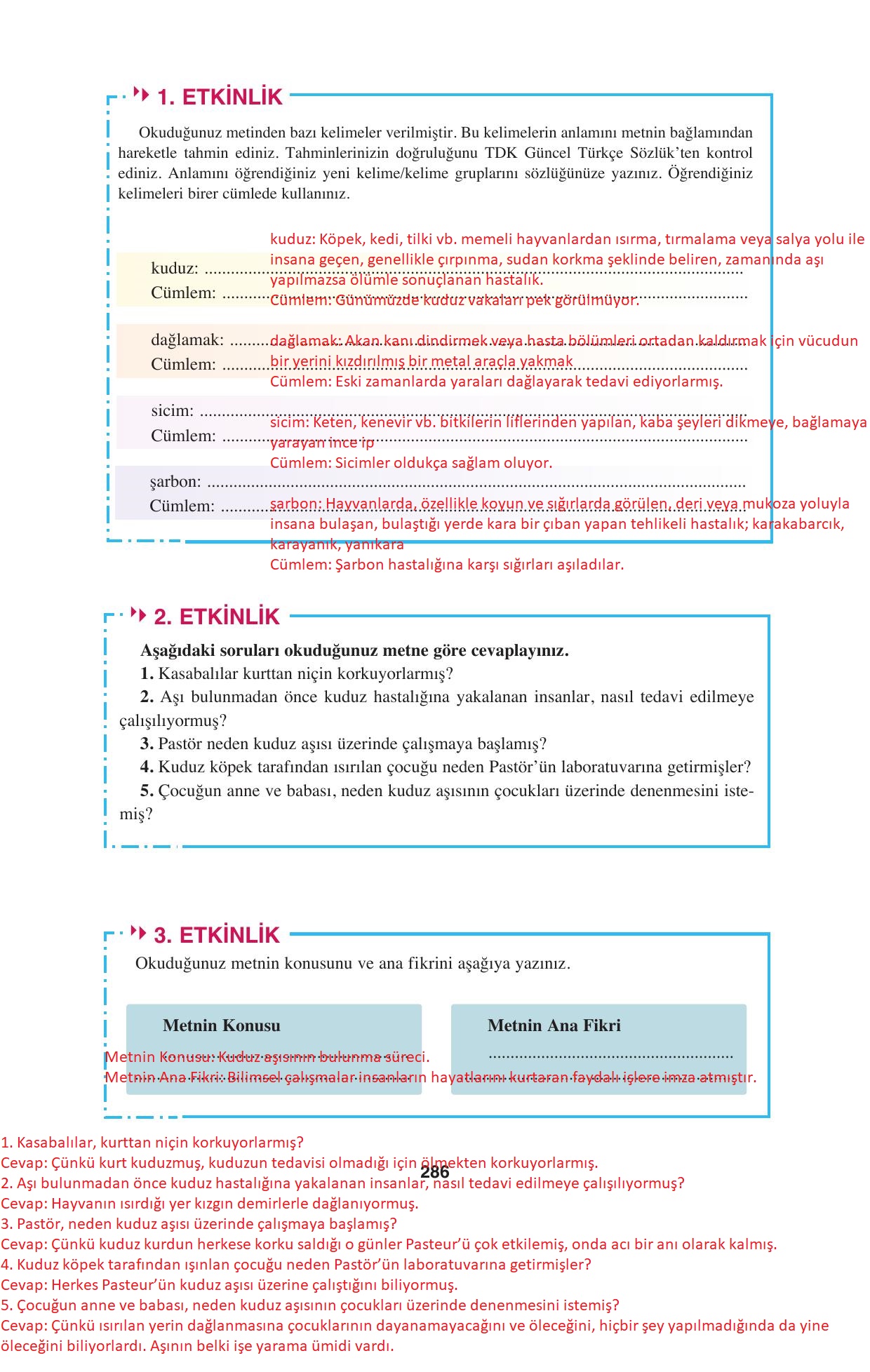 8. Sınıf Hecce Yayıncılık Türkçe Ders Kitabı Sayfa 286 Cevapları